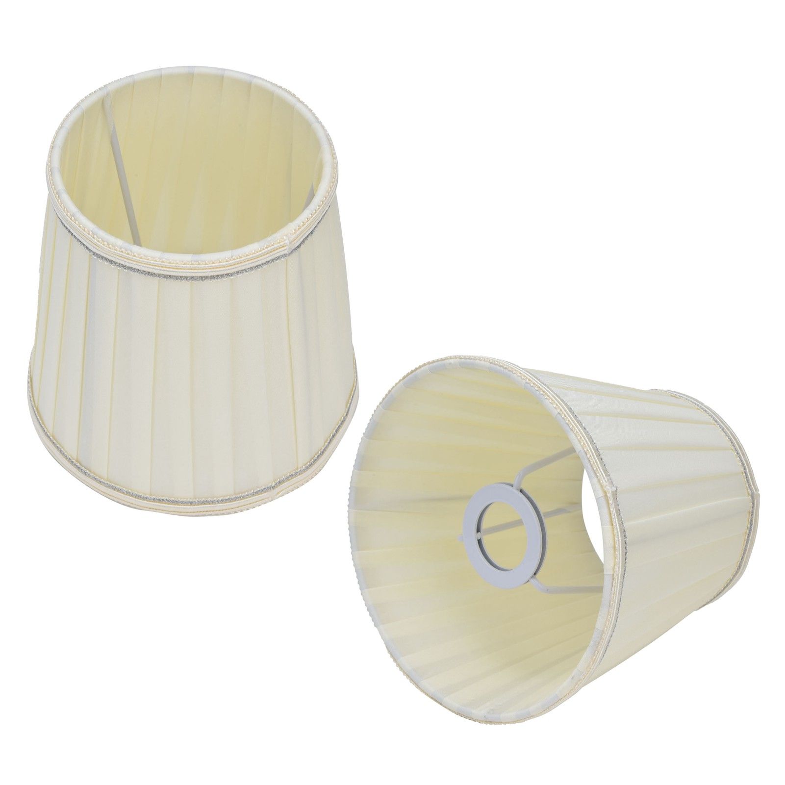 Fabric Lampshade Beige Silver Edge Craft European Style Simple Lamp Shade for E14 Screw Candlestick Lamp - Image 5