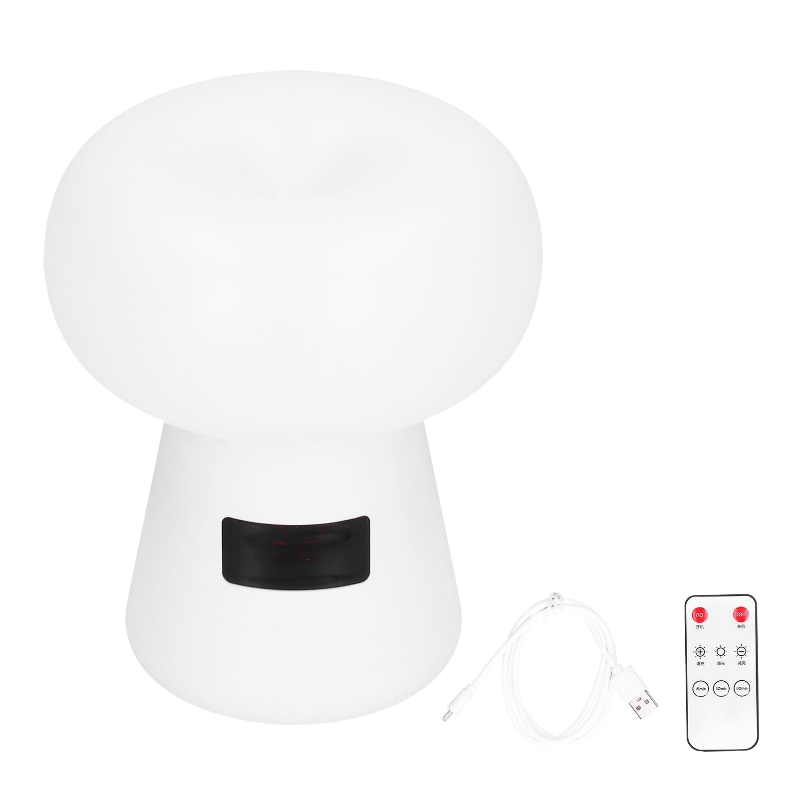 Night Light White Rechargeable Remote Control Clock 3 Levels Timing 6 Levels Brightness USB Lamp for Bedroom - Image 1
