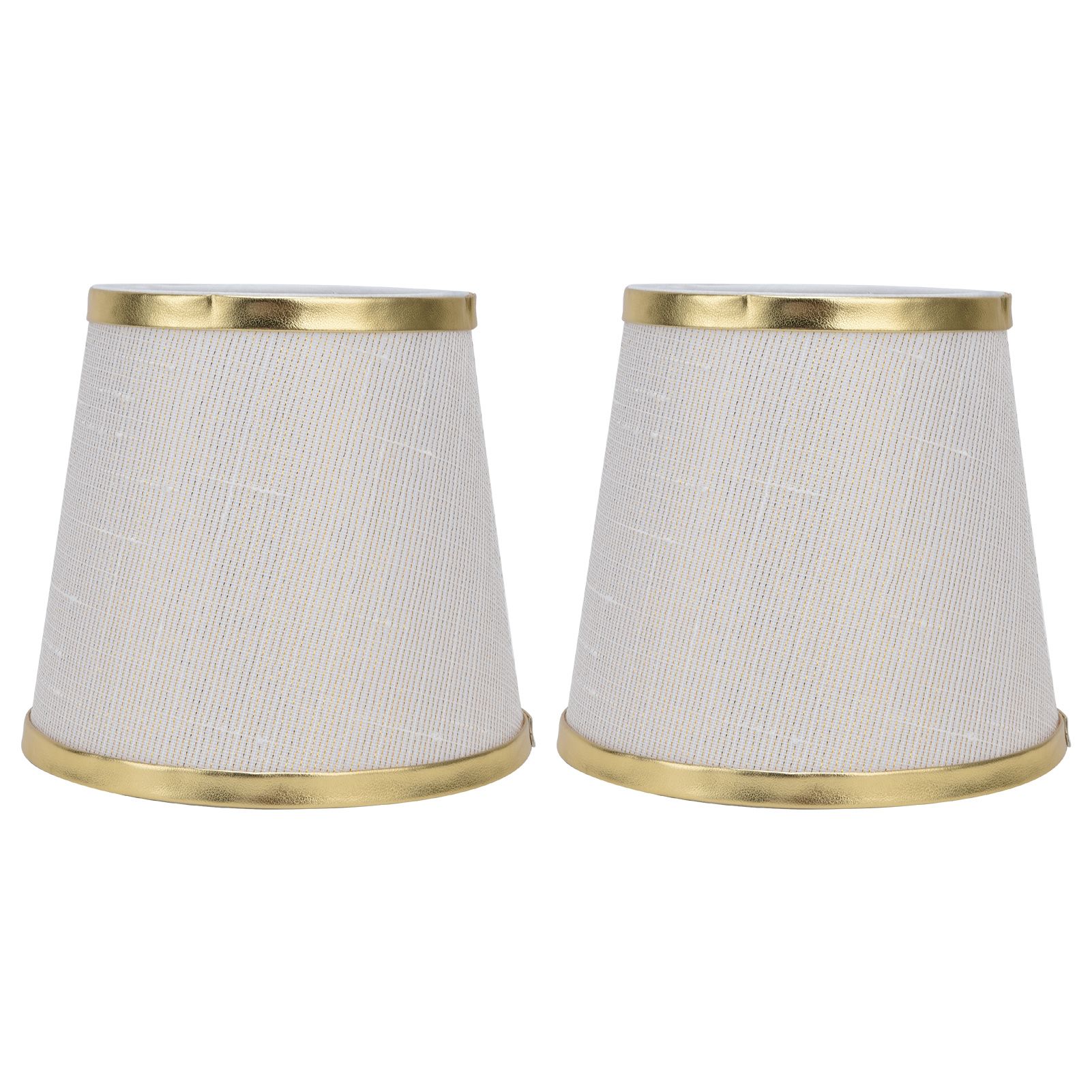 2PCS Fabric Lampshade European Style Lamp Shade for E14 Screw Chandelier Wall Lamp Beige White Gold Edging - Image 1