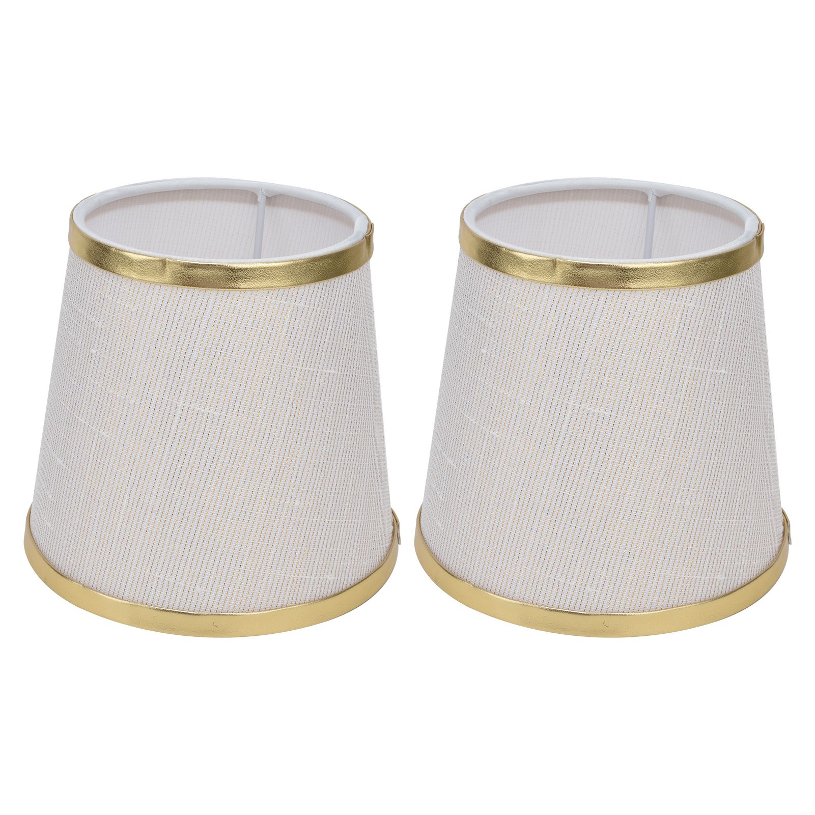 2PCS Fabric Lampshade European Style Lamp Shade for E14 Screw Chandelier Wall Lamp Beige White Gold Edging - Image 2