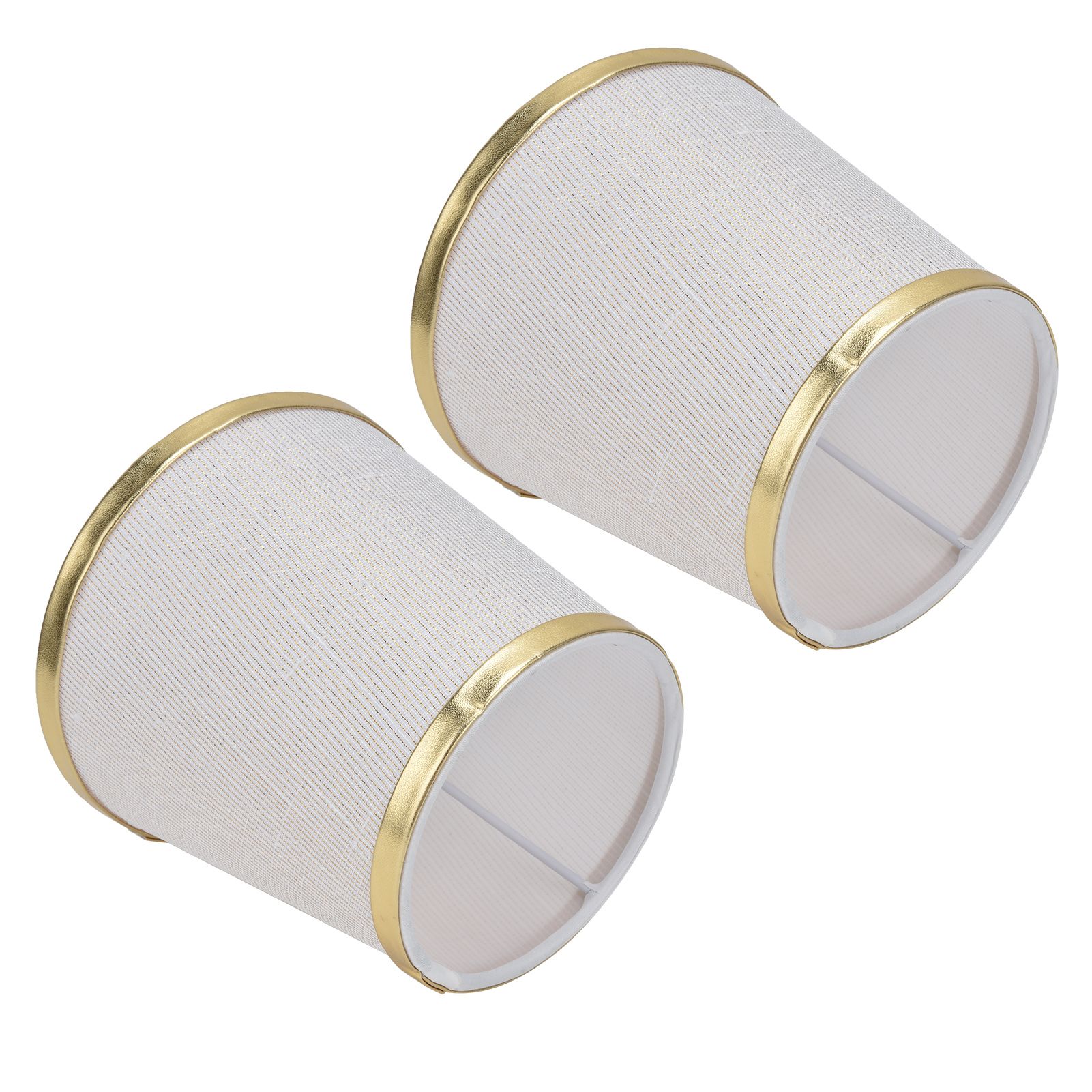 2PCS Fabric Lampshade European Style Lamp Shade for E14 Screw Chandelier Wall Lamp Beige White Gold Edging - Image 8