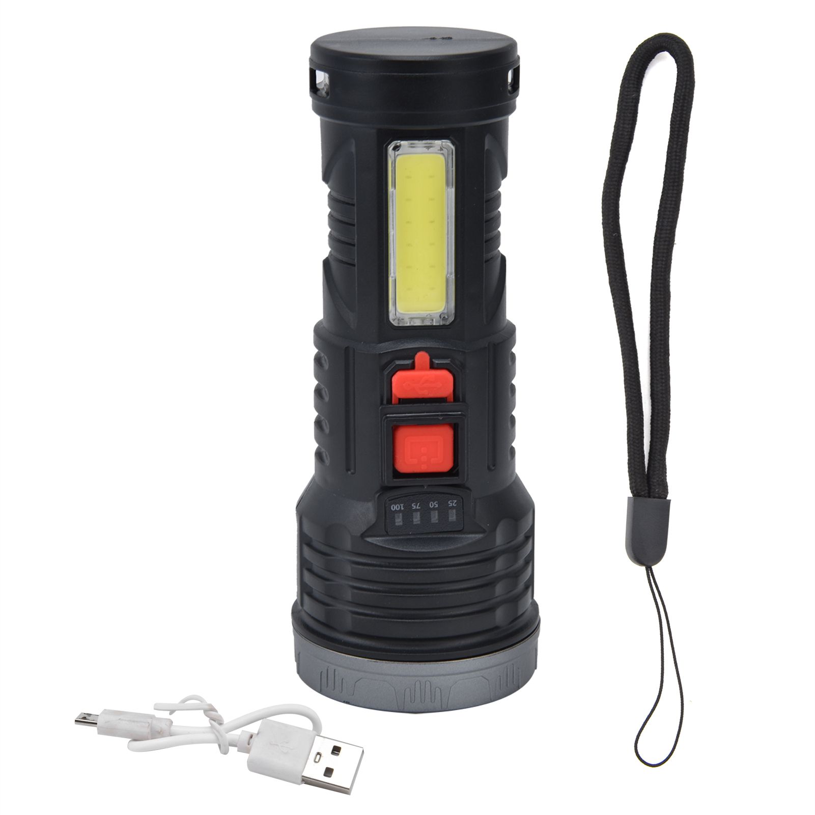 LED Flashlight with COB Sidelight USB Charging Ultra Bright Flashlight Portable Eletric Torch for Outdoor - Image 1
