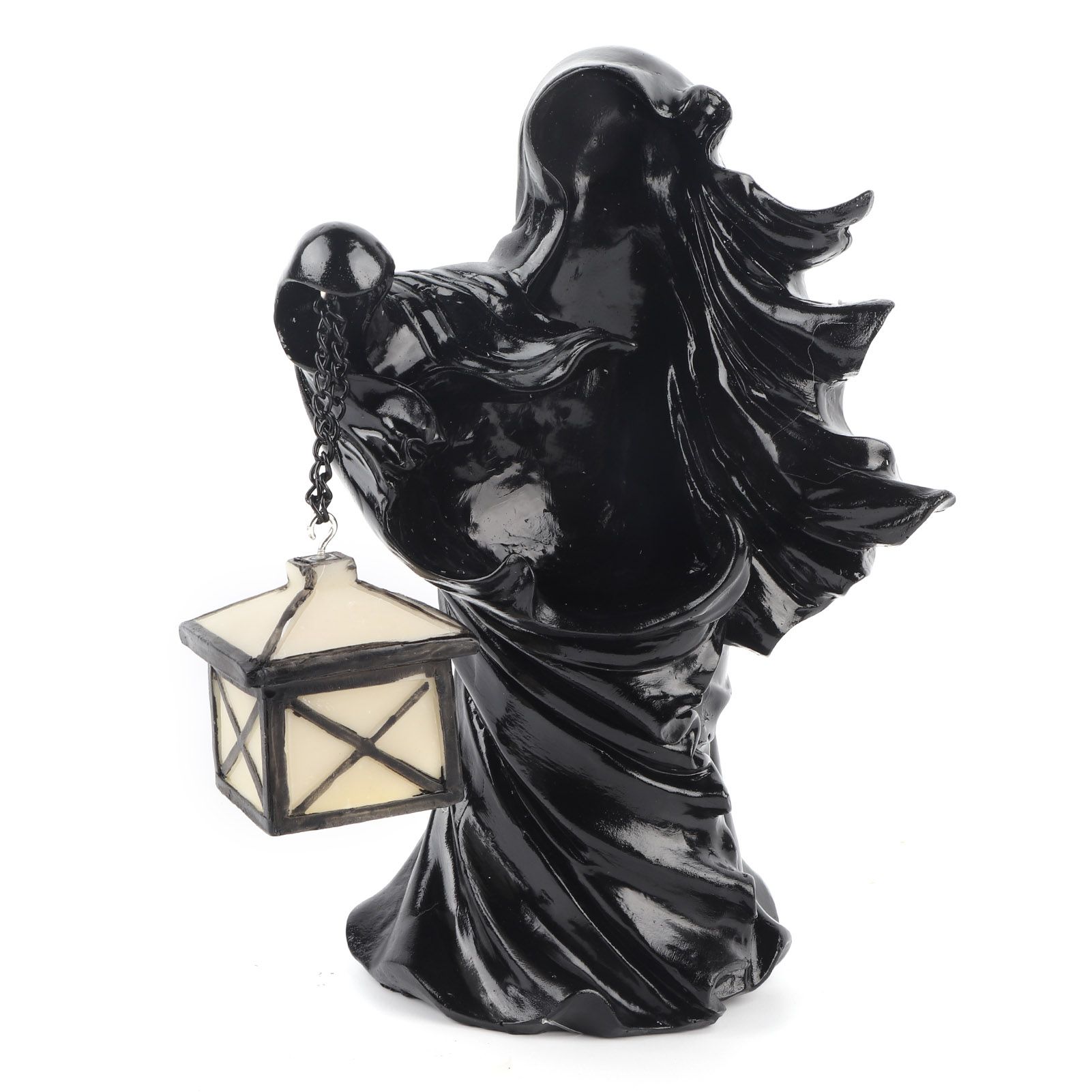 LED Halloween Ornament Resin Witch Sculpture Statue Lantern for Garden Terrace FestivalsBlack - Image 1