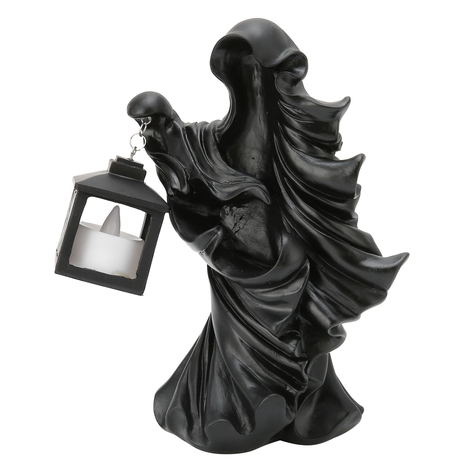 LED Halloween Ornament Resin Witch Sculpture Statue Lantern for Garden Terrace FestivalsBlack - Image 3