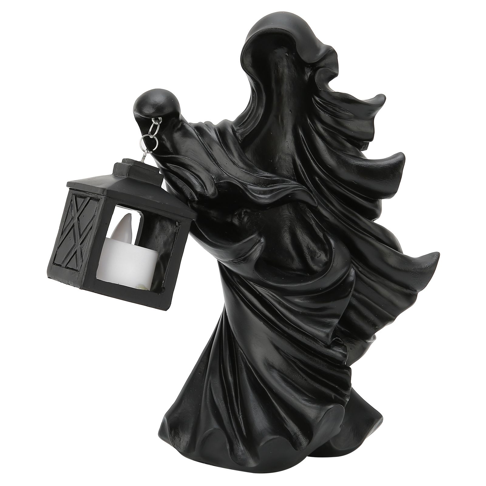 LED Halloween Ornament Resin Witch Sculpture Statue Lantern for Garden Terrace FestivalsBlack - Image 5