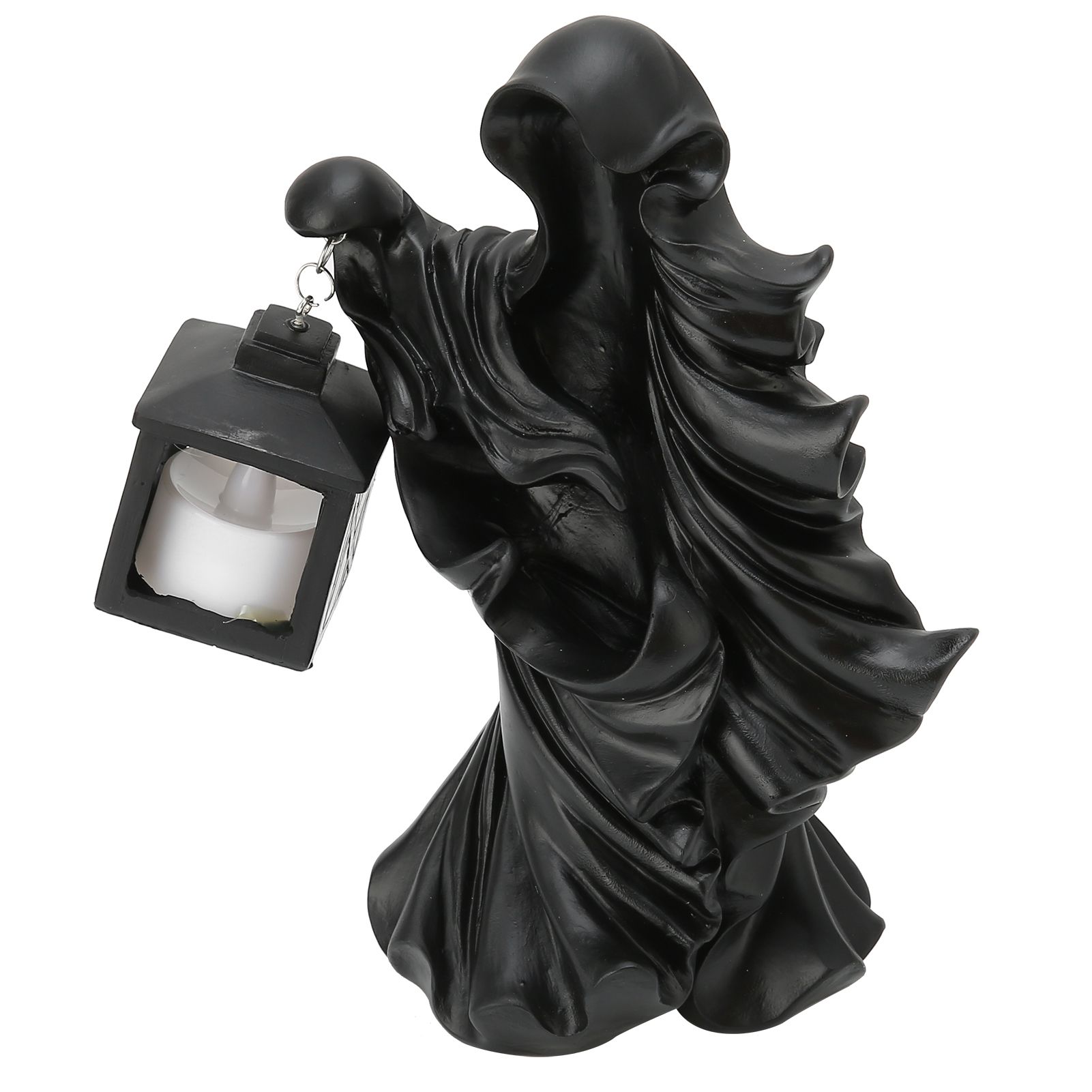 LED Halloween Ornament Resin Witch Sculpture Statue Lantern for Garden Terrace FestivalsBlack - Image 6