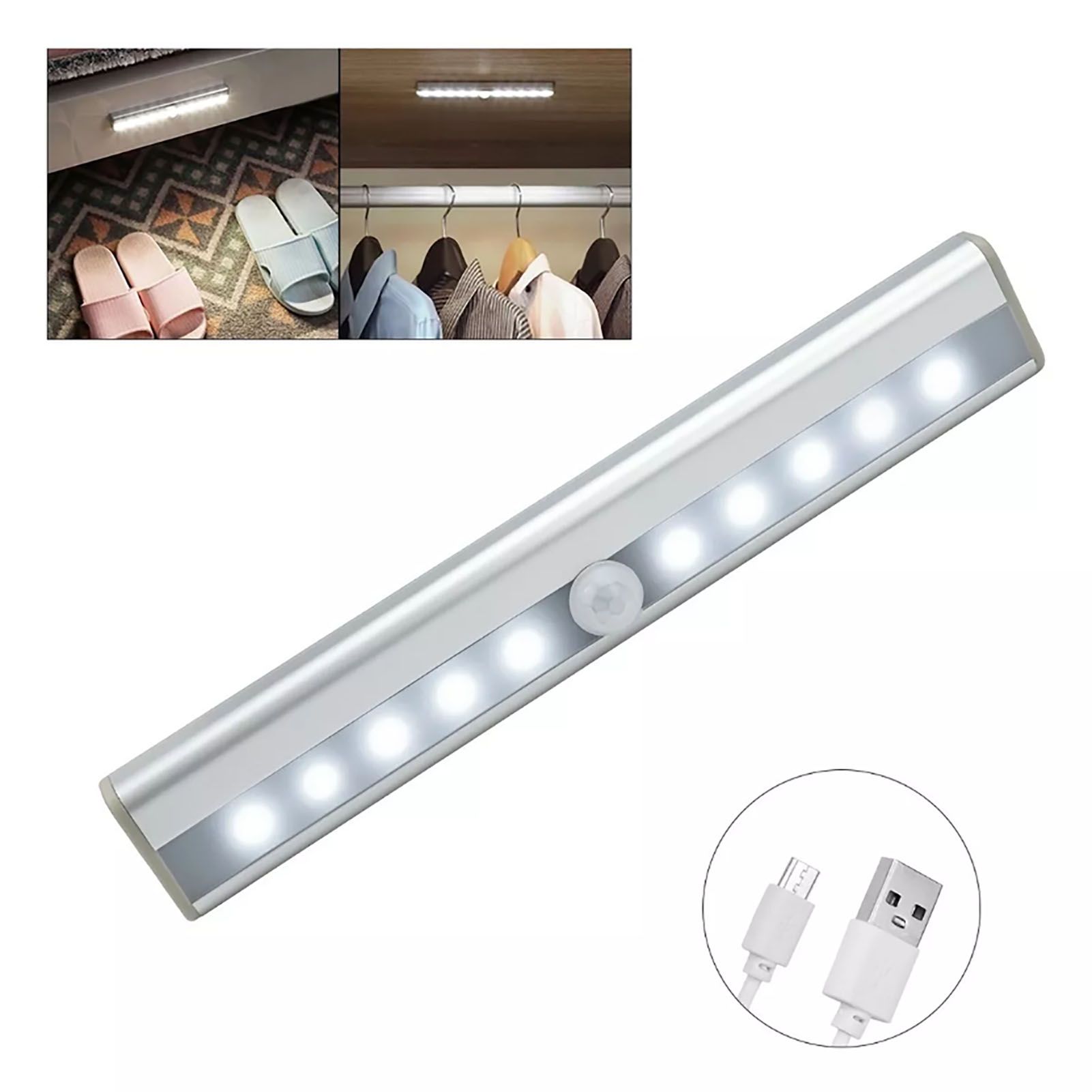 LED Closet Light 10 LEDs USB Rechargeable Motion Sensor Closet Light Wall Light for Home Kitchen Bedroom White Light - Image 4