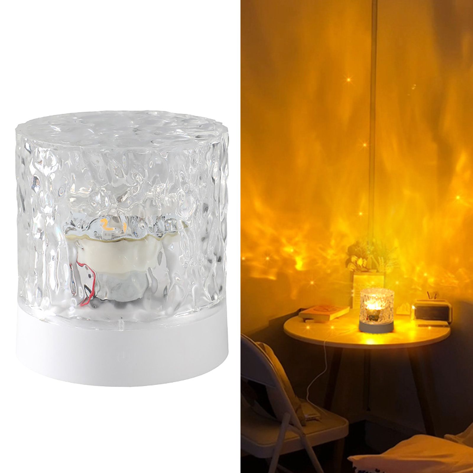 Water Ripple Night Light 360 Degree Dynamic Romantic LED Atmosphere Table Lamp for Living Room Bedroom Homochromy Plugged in and Not Rotating - Image 4