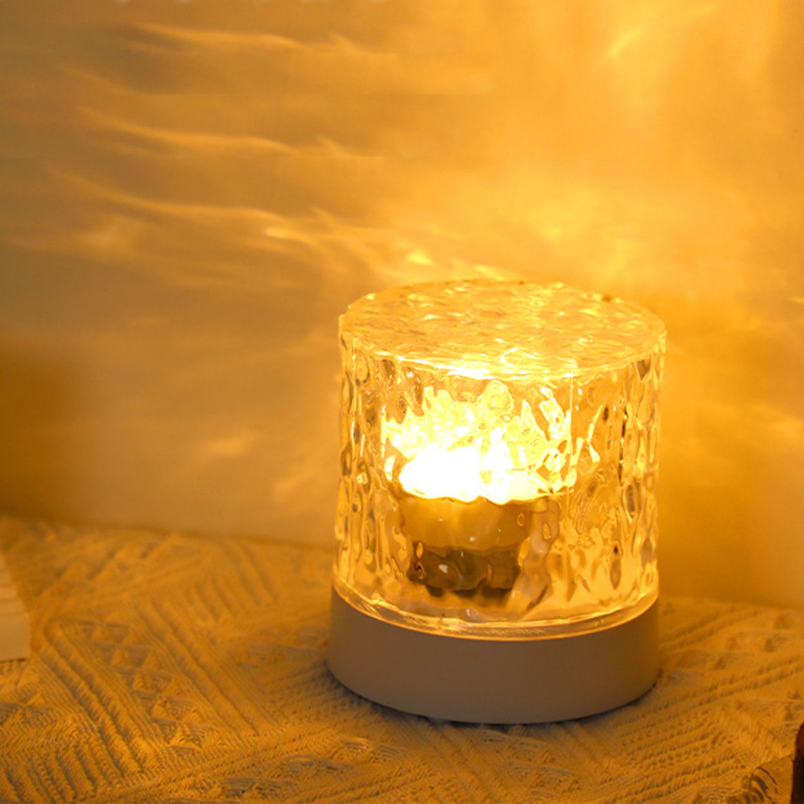 Water Ripple Night Light 360 Degree Dynamic Romantic LED Atmosphere Table Lamp for Living Room Bedroom Homochromy Plugged in and Not Rotating - Image 6