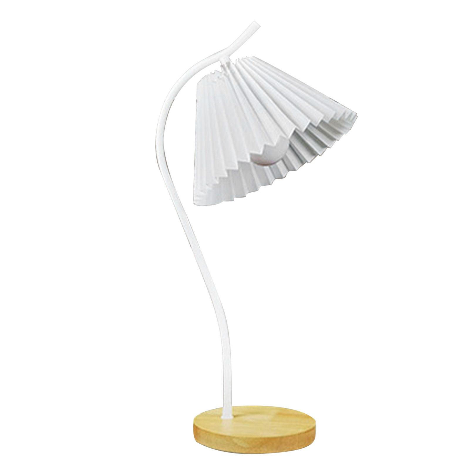 Table Lamp with Cloth Pleated Lampshade Metal Modern Nightstand Bedside Lamp for Bedroom Living Room White - Image 1