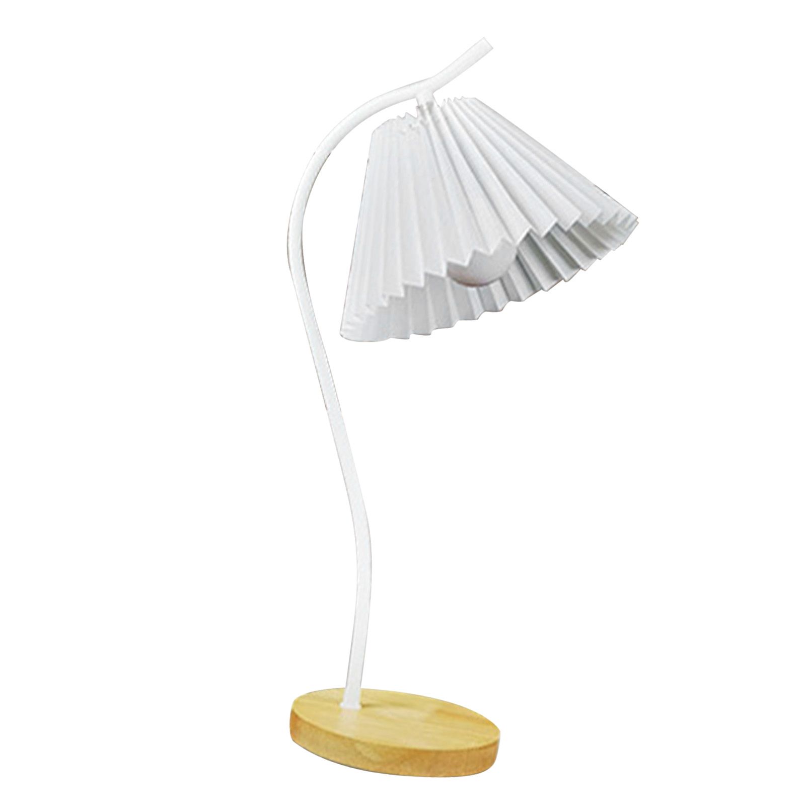 Table Lamp with Cloth Pleated Lampshade Metal Modern Nightstand Bedside Lamp for Bedroom Living Room White - Image 2