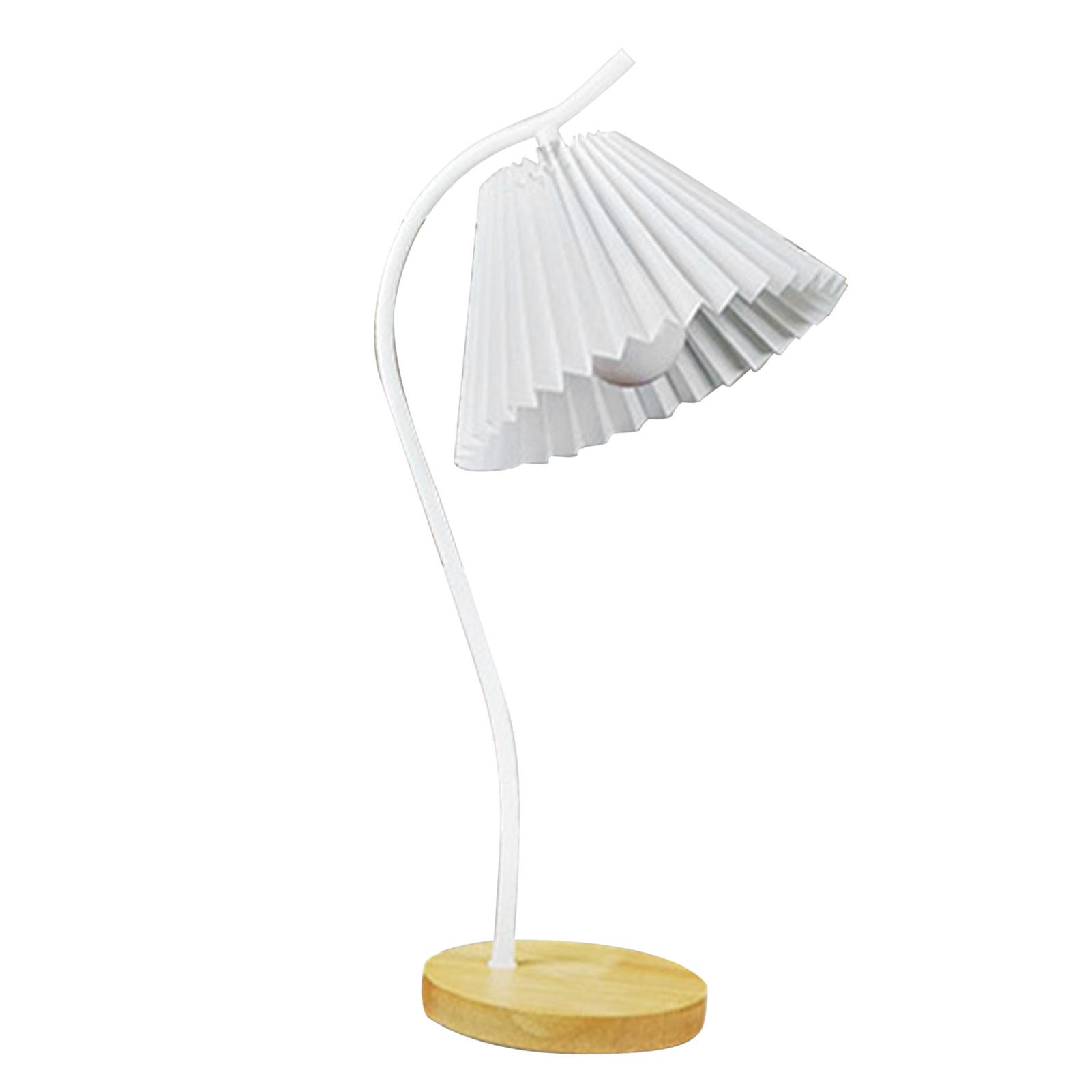 Table Lamp with Cloth Pleated Lampshade Metal Modern Nightstand Bedside Lamp for Bedroom Living Room White - Image 3