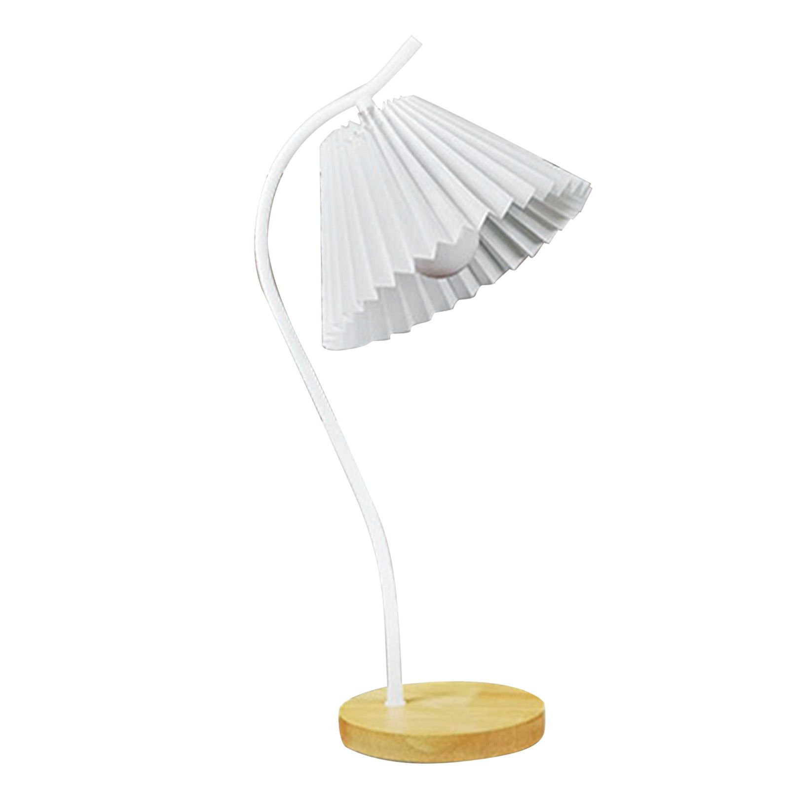Table Lamp with Cloth Pleated Lampshade Metal Modern Nightstand Bedside Lamp for Bedroom Living Room White - Image 4