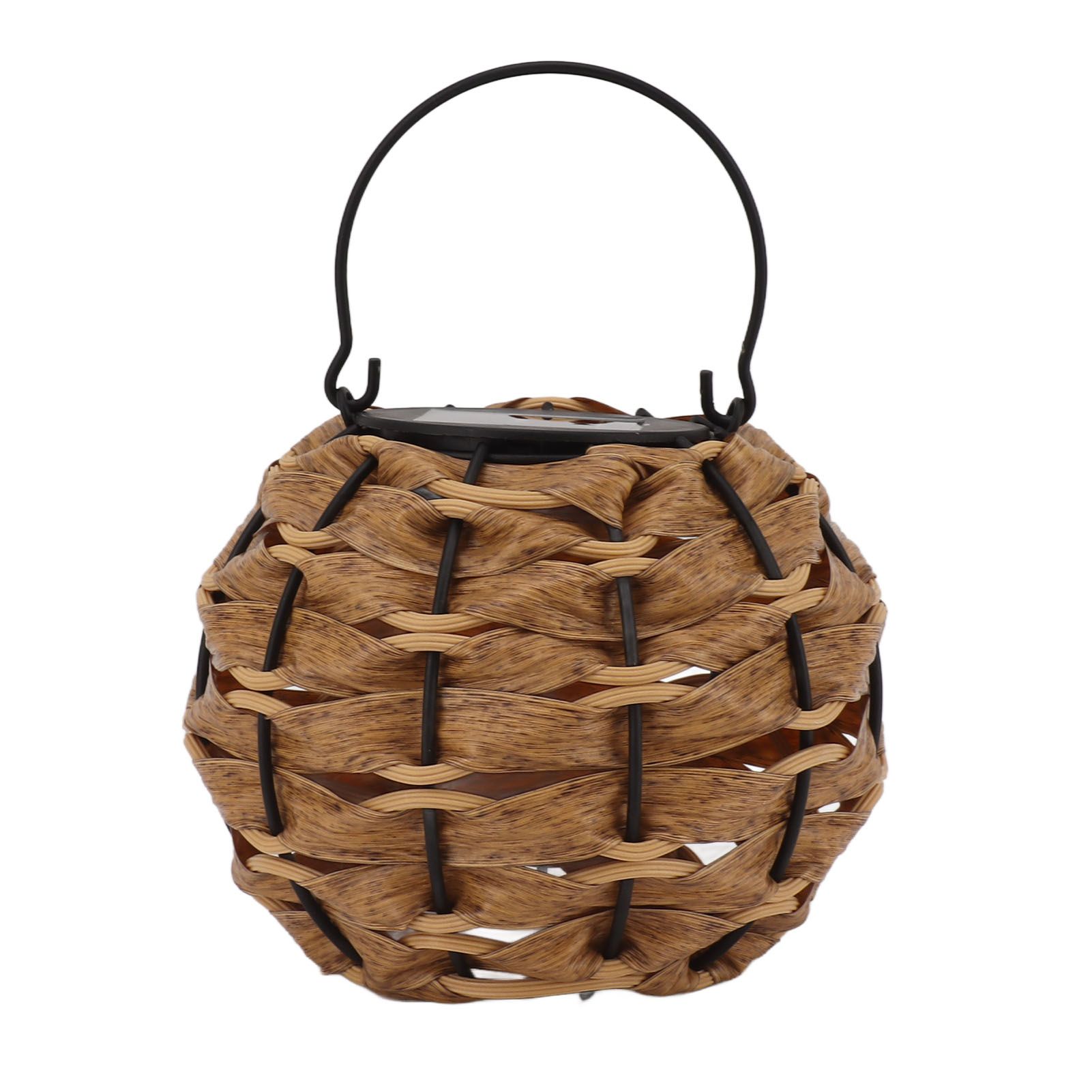 Outdoor Solar Lantern LED Waterproof Hollowed Rattan Ball Solar Hanging Light with Handle for Christmas Decorations Garden Yard Porch Lawn - Image 1