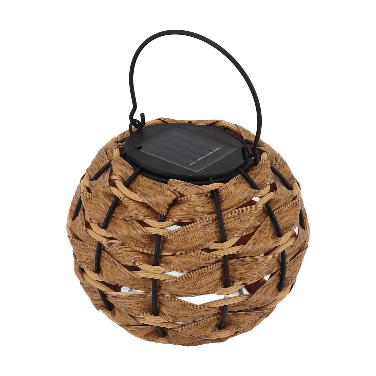 Outdoor Solar Lantern LED Waterproof Hollowed Rattan Ball Solar Hanging Light with Handle for Christmas Decorations Garden Yard Porch Lawn - Image 2