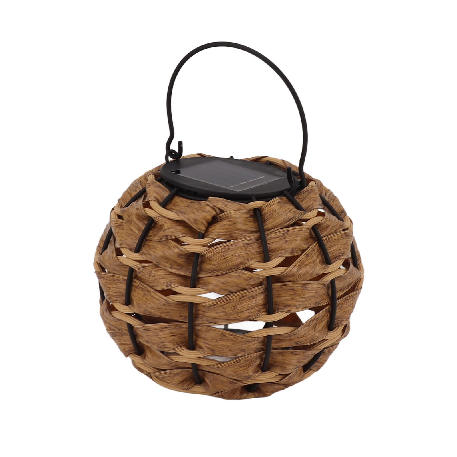 Outdoor Solar Lantern LED Waterproof Hollowed Rattan Ball Solar Hanging Light with Handle for Christmas Decorations Garden Yard Porch Lawn - Image 3