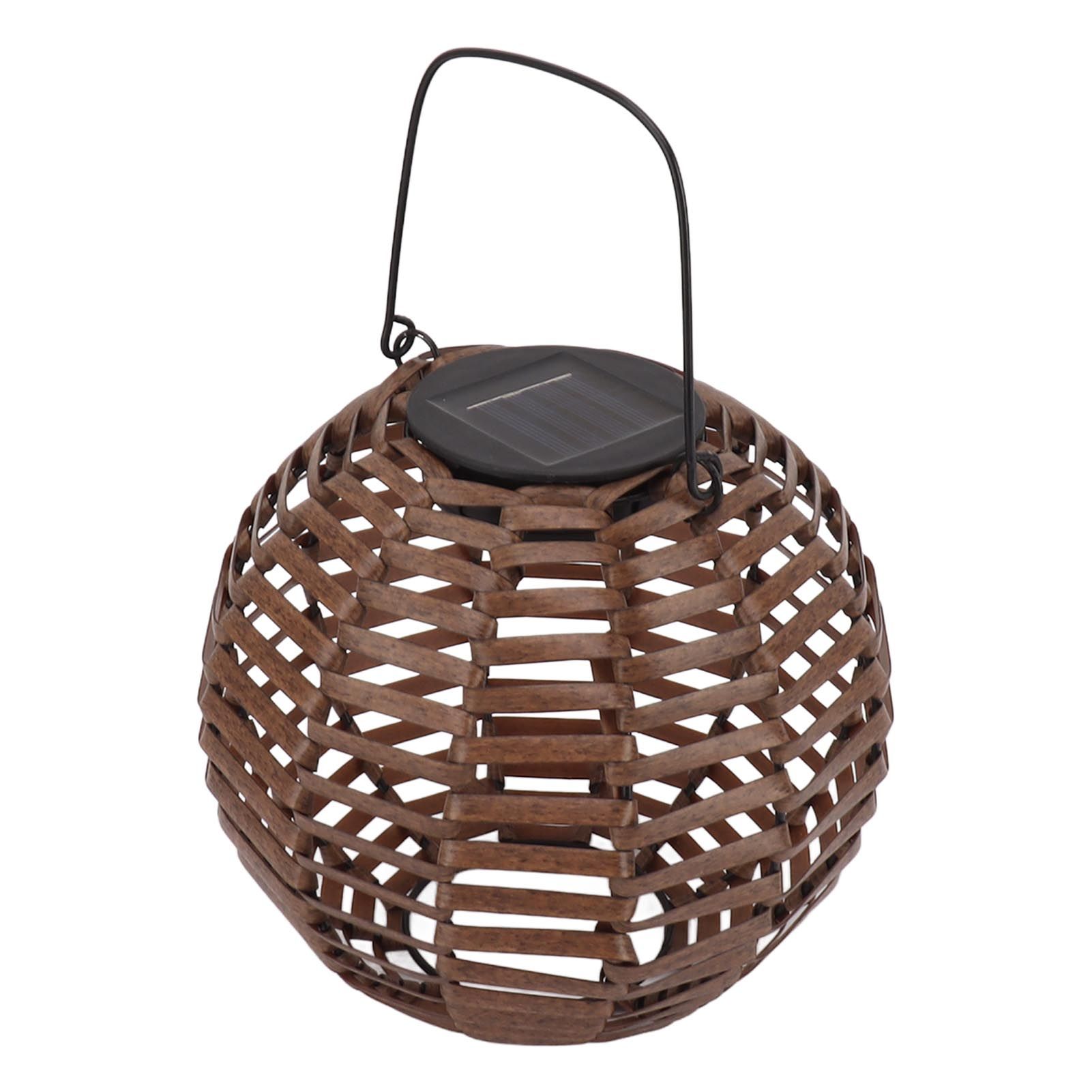 Rattan Solar Lantern Outdoor LED Hanging Lantern Waterproof Landscape Decorative Lamp for Garden Lawn Patio - Image 5