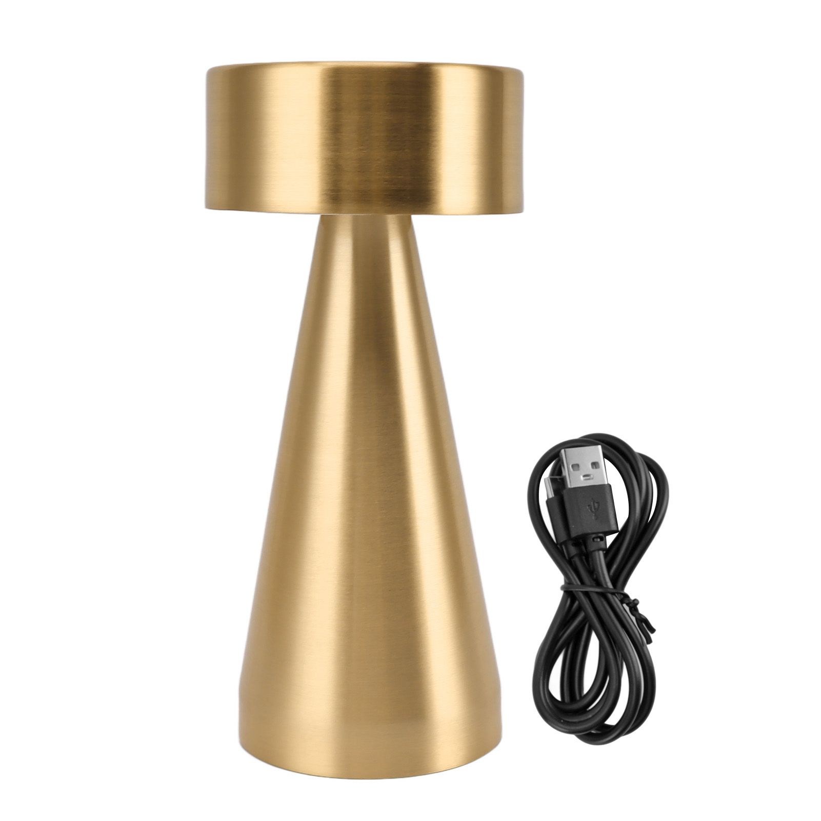 LED Portable Metal Table Lamp with Touch Sensor 3 Color Stepless Dimming Nightstand Desk Lamp Rechargeable Night Light Gold - Image 1