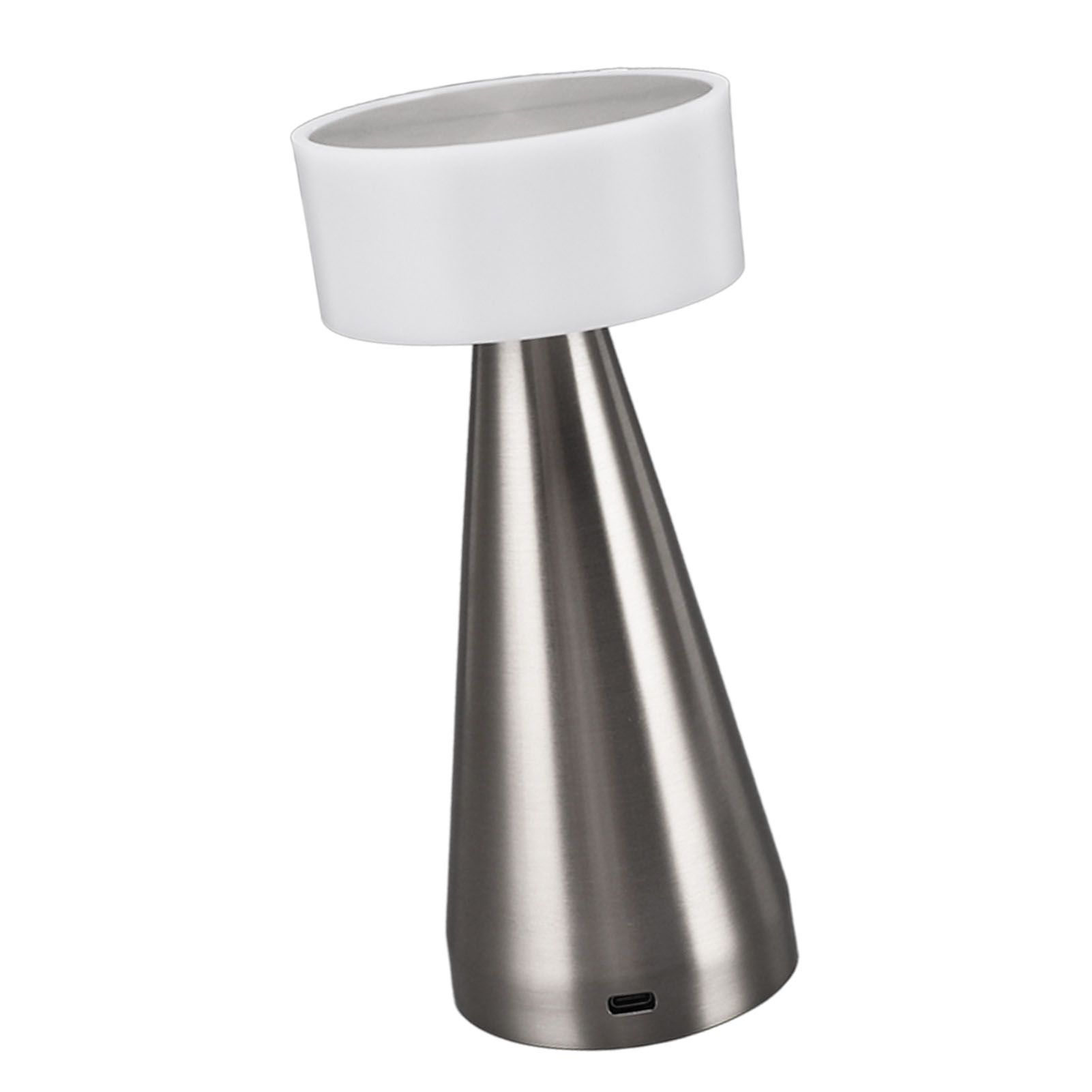 Portable LED Table Lamp 3 Color Temperatures Stepless Dimming 1800mAh Rechargeable Battery Nightstand Lamp Bedside Lamp Silver - Image 3
