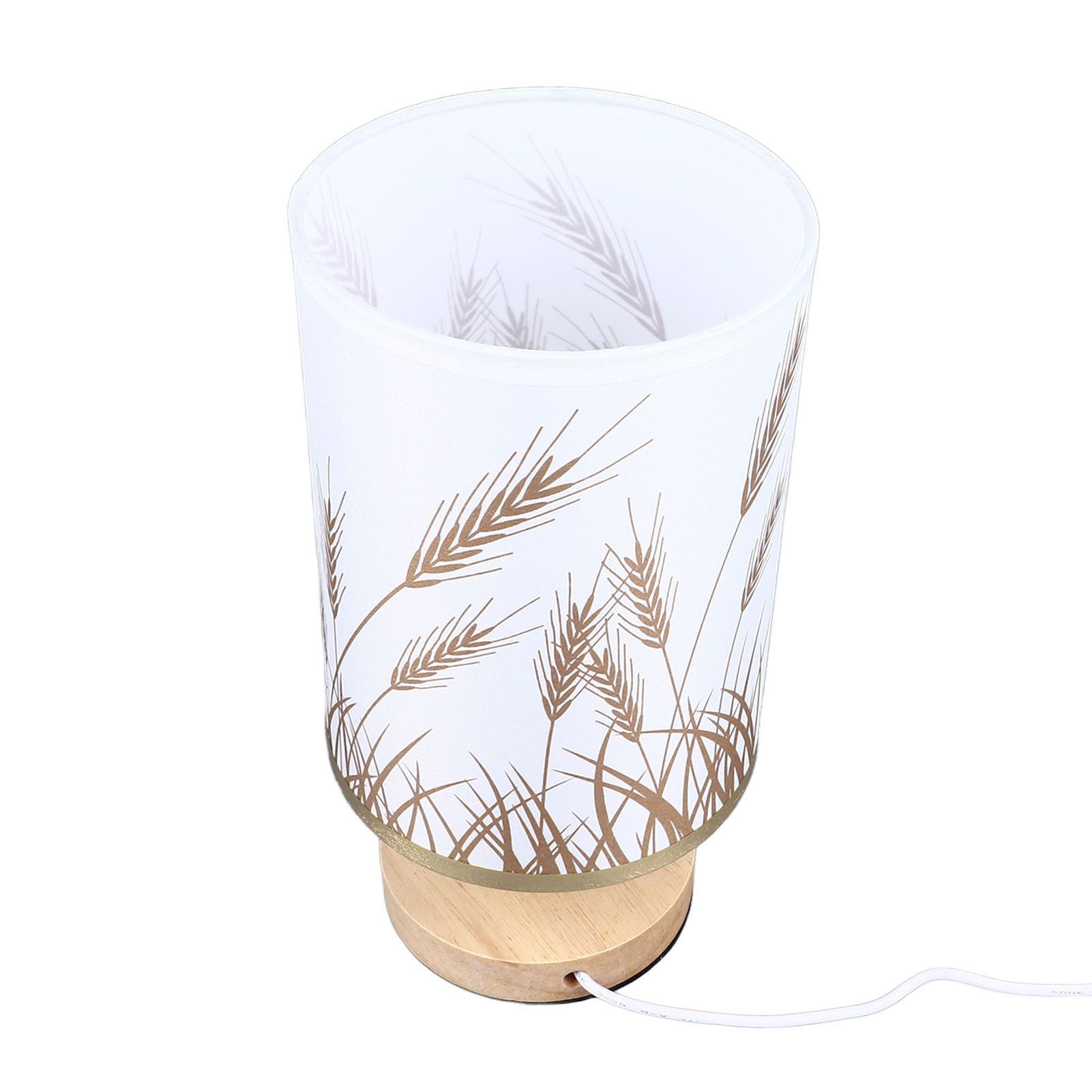 Small Table Lamp for Bedroom Dimmable LED Bedside Lamps Solid Wood USB Night Stand Lamp with Wheat Spike Lampshade Eye Caring - Image 4