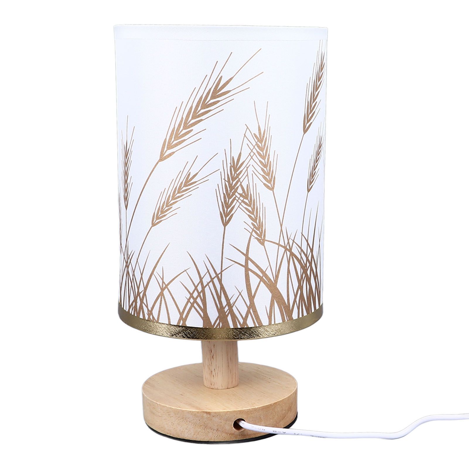 Small Table Lamp for Bedroom Dimmable LED Bedside Lamps Solid Wood USB Night Stand Lamp with Wheat Spike Lampshade Eye Caring - Image 5