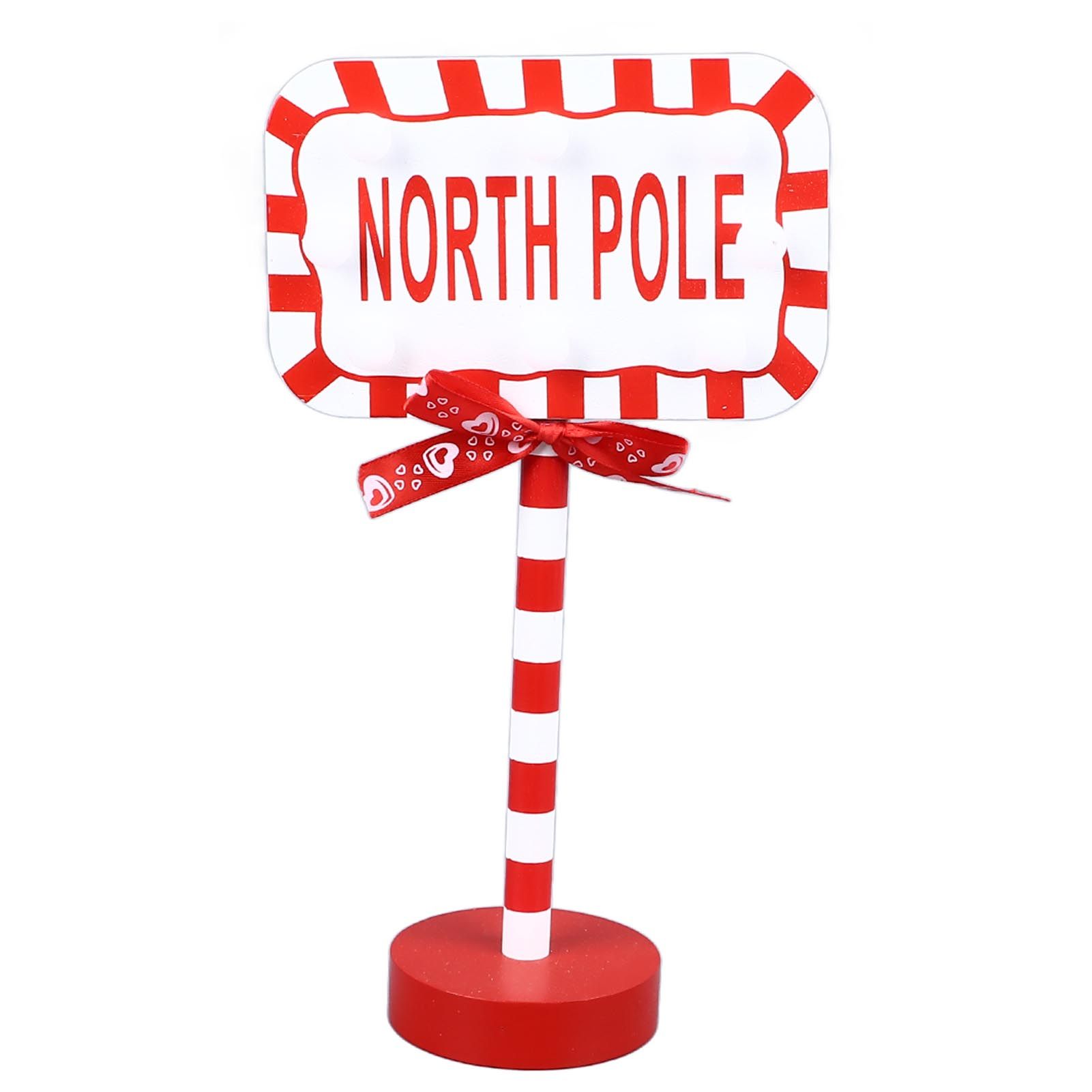 Christmas Stop Here Decor Metal Solid Wood LED Delicate Santa Stop Here Tree Topper for Christmas Party Rectangle 15.8x8x28.5cm - Image 1