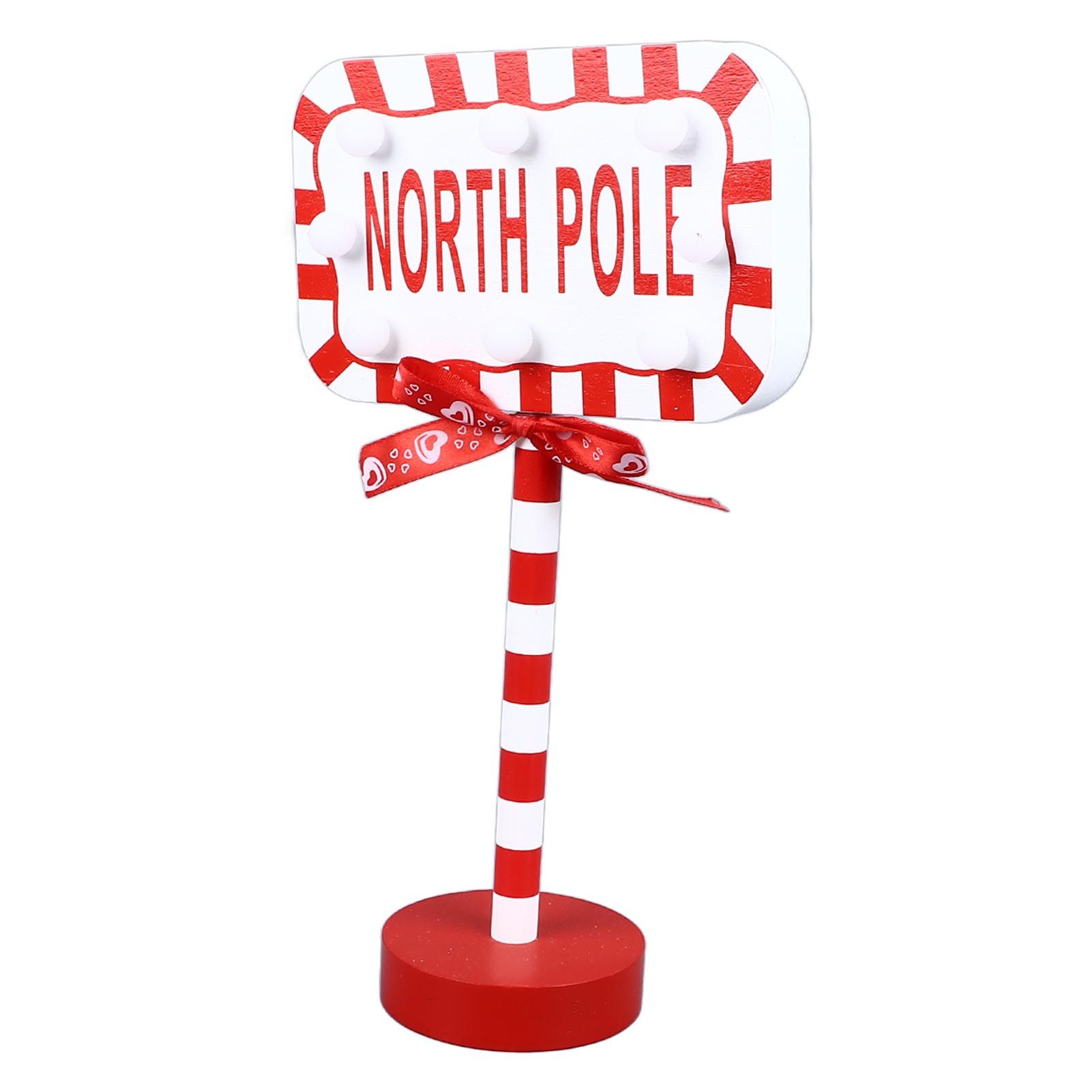 Christmas Stop Here Decor Metal Solid Wood LED Delicate Santa Stop Here Tree Topper for Christmas Party Rectangle 15.8x8x28.5cm - Image 2
