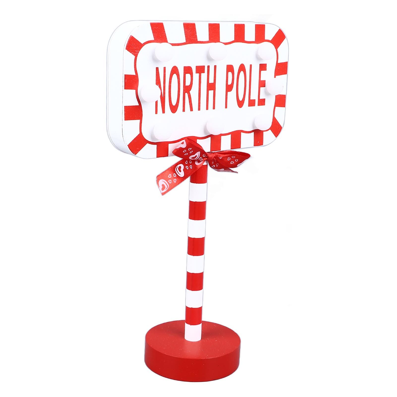 Christmas Stop Here Decor Metal Solid Wood LED Delicate Santa Stop Here Tree Topper for Christmas Party Rectangle 15.8x8x28.5cm - Image 3