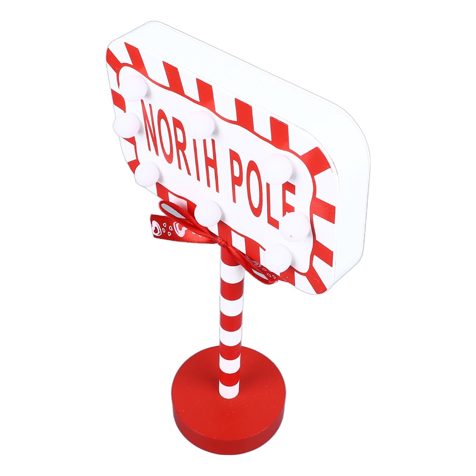 Christmas Stop Here Decor Metal Solid Wood LED Delicate Santa Stop Here Tree Topper for Christmas Party Rectangle 15.8x8x28.5cm - Image 4