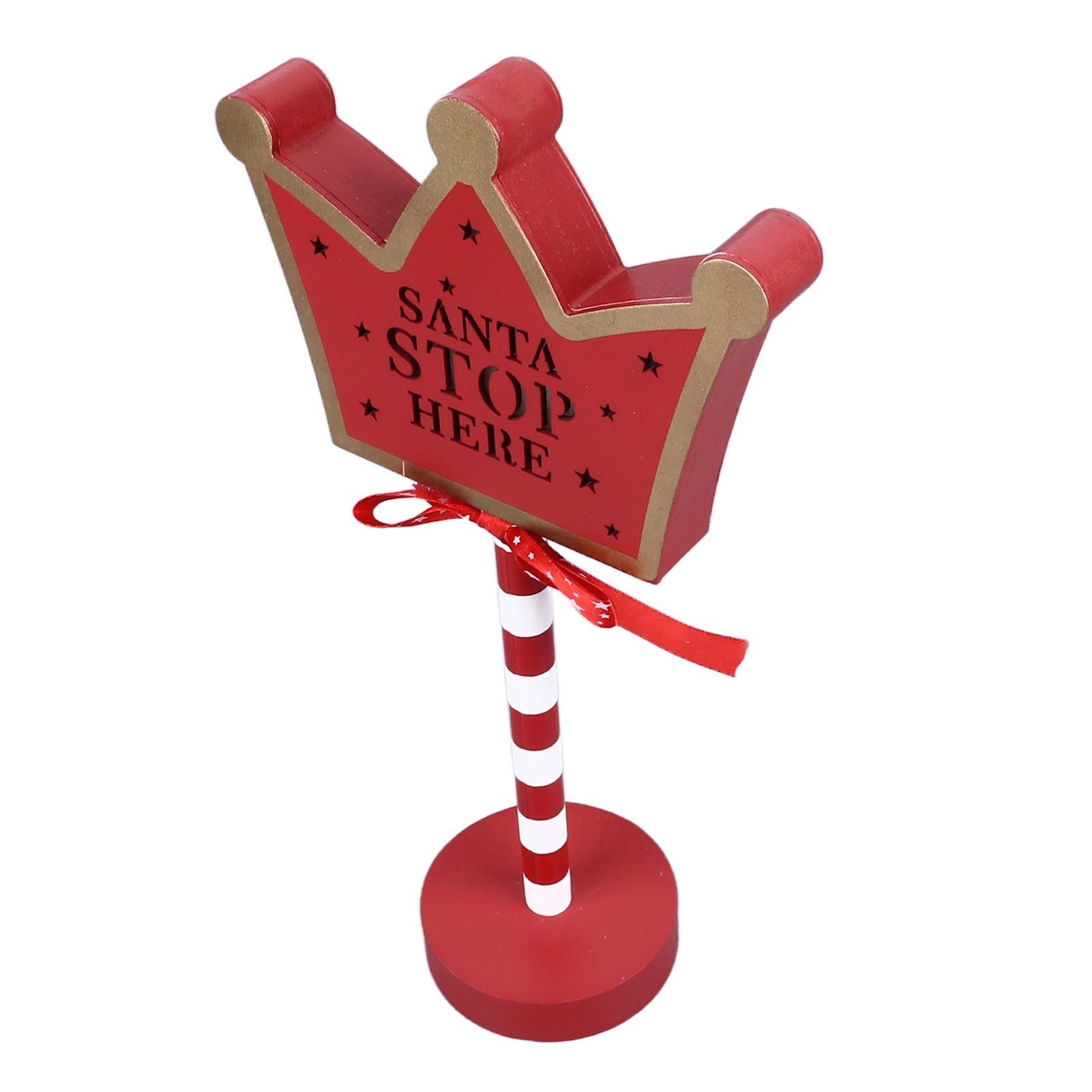 Christmas Stop Here Decor Metal Solid Wood LED Delicate Santa Stop Here Tree Topper for Christmas Party Crown 15.5x8.5x30.5cm - Image 7