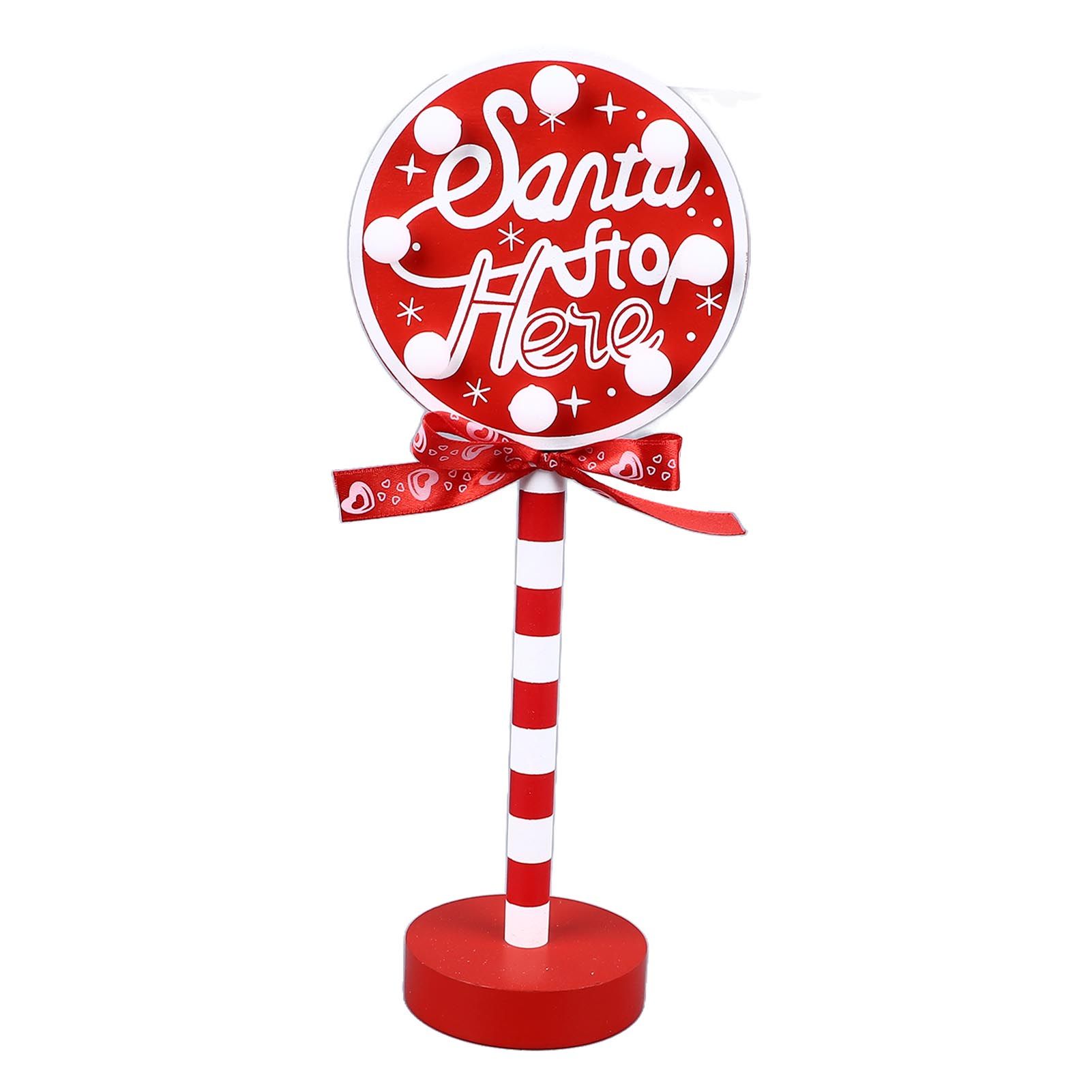 Christmas Stop Here Decor Metal Solid Wood LED Delicate Santa Stop Here Tree Topper for Christmas Party Round 12x8x30.5cm - Image 1