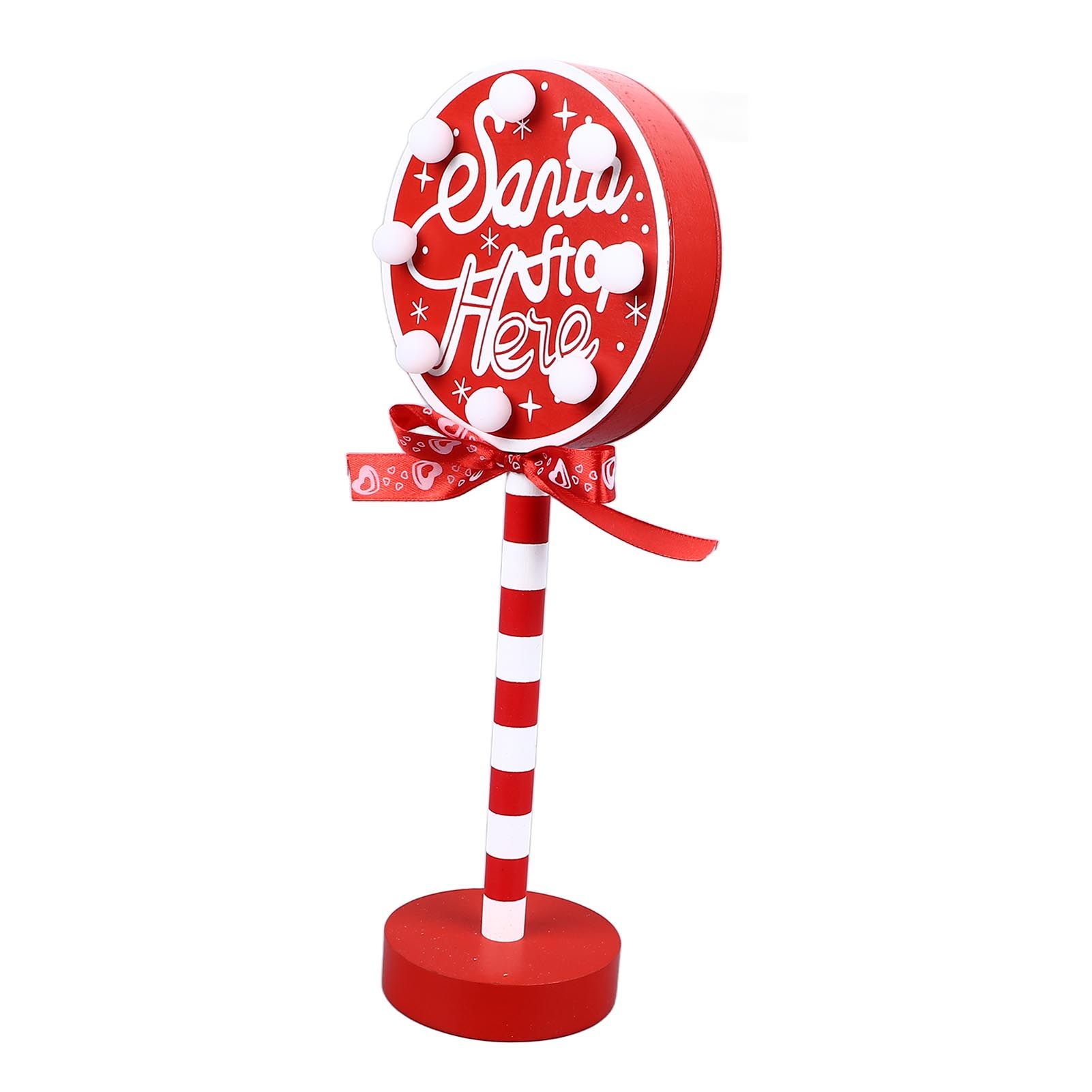 Christmas Stop Here Decor Metal Solid Wood LED Delicate Santa Stop Here Tree Topper for Christmas Party Round 12x8x30.5cm - Image 2