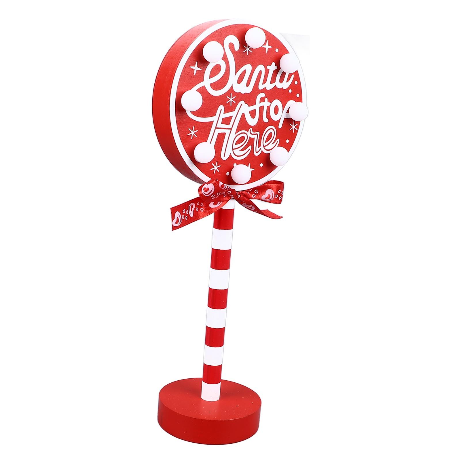 Christmas Stop Here Decor Metal Solid Wood LED Delicate Santa Stop Here Tree Topper for Christmas Party Round 12x8x30.5cm - Image 3