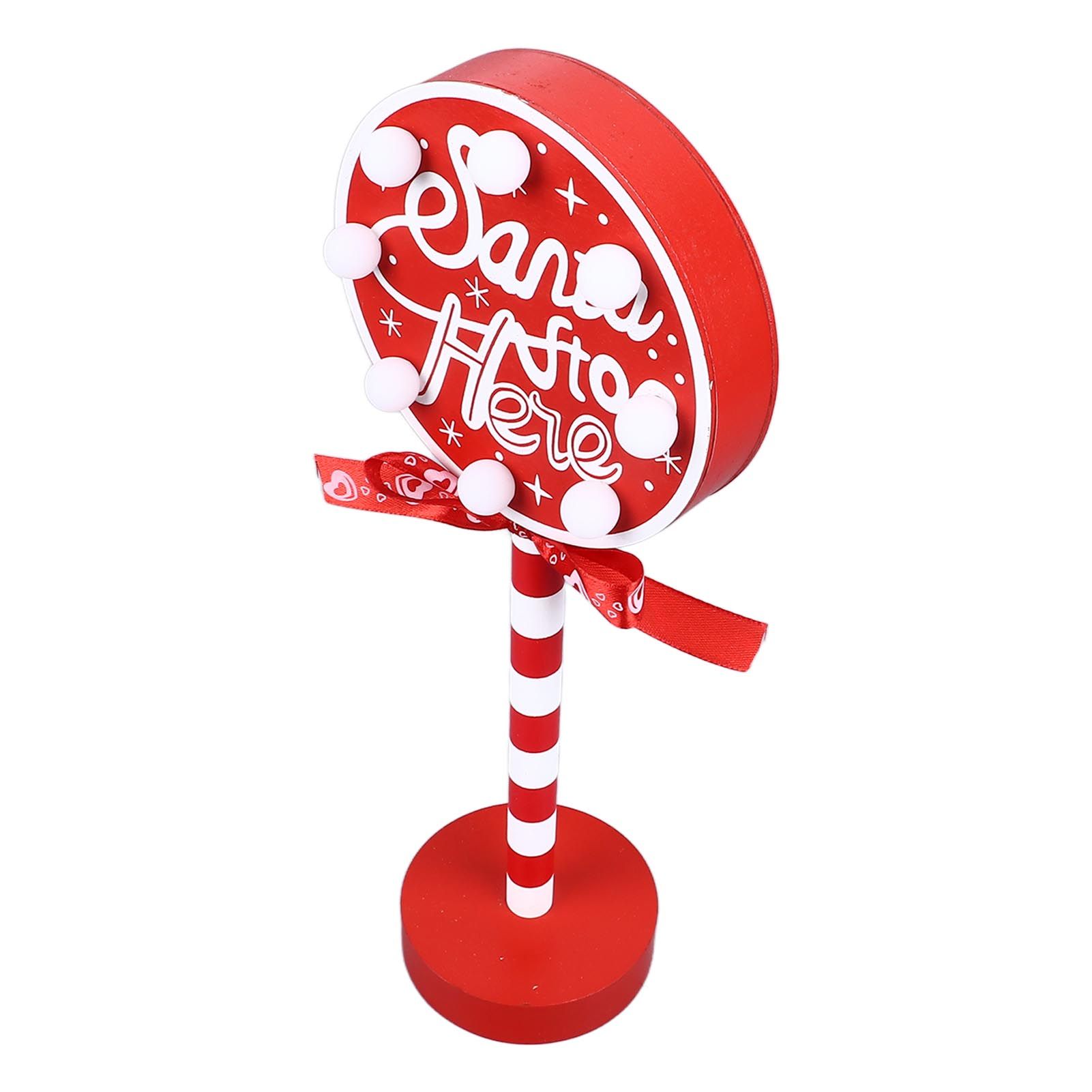 Christmas Stop Here Decor Metal Solid Wood LED Delicate Santa Stop Here Tree Topper for Christmas Party Round 12x8x30.5cm - Image 4