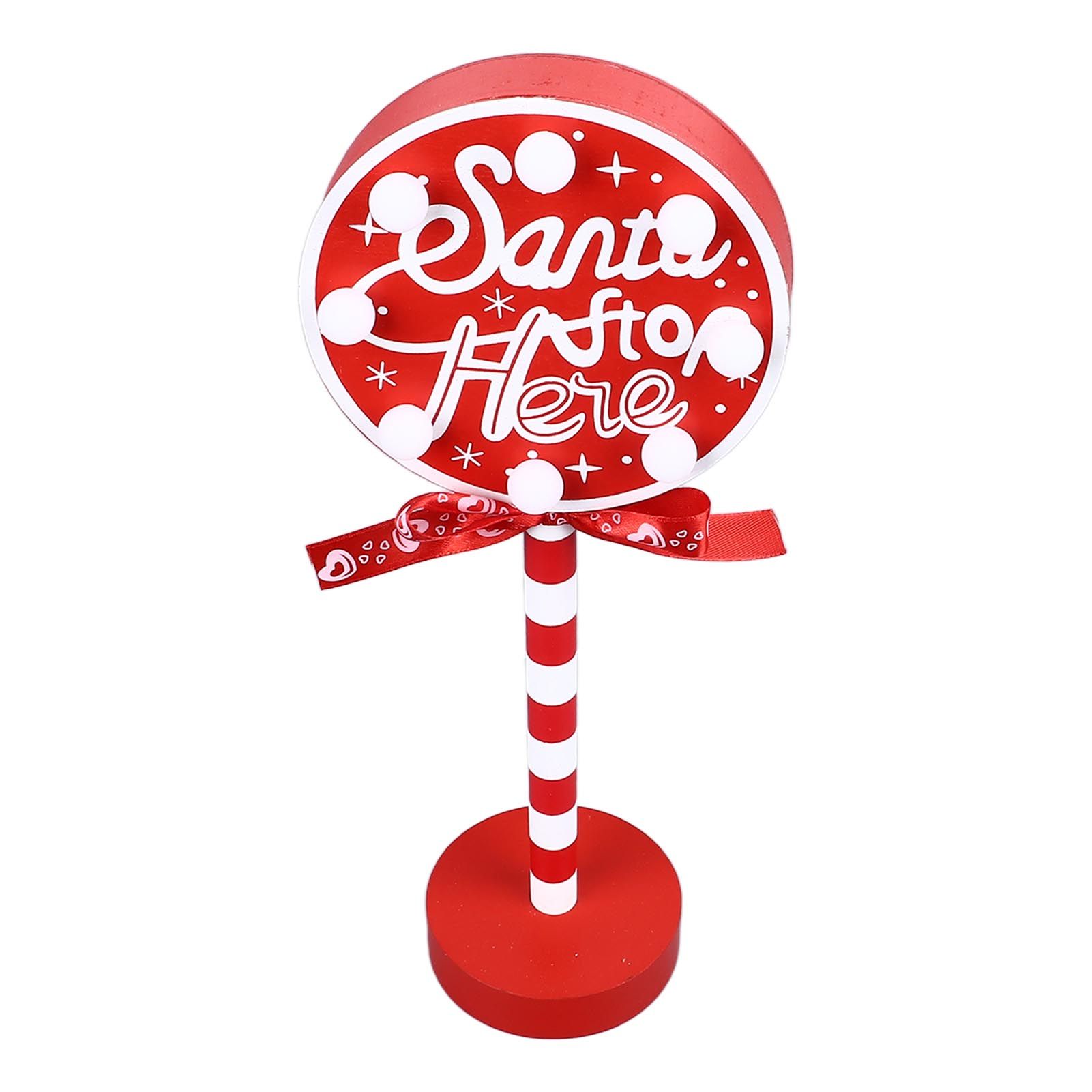 Christmas Stop Here Decor Metal Solid Wood LED Delicate Santa Stop Here Tree Topper for Christmas Party Round 12x8x30.5cm - Image 6
