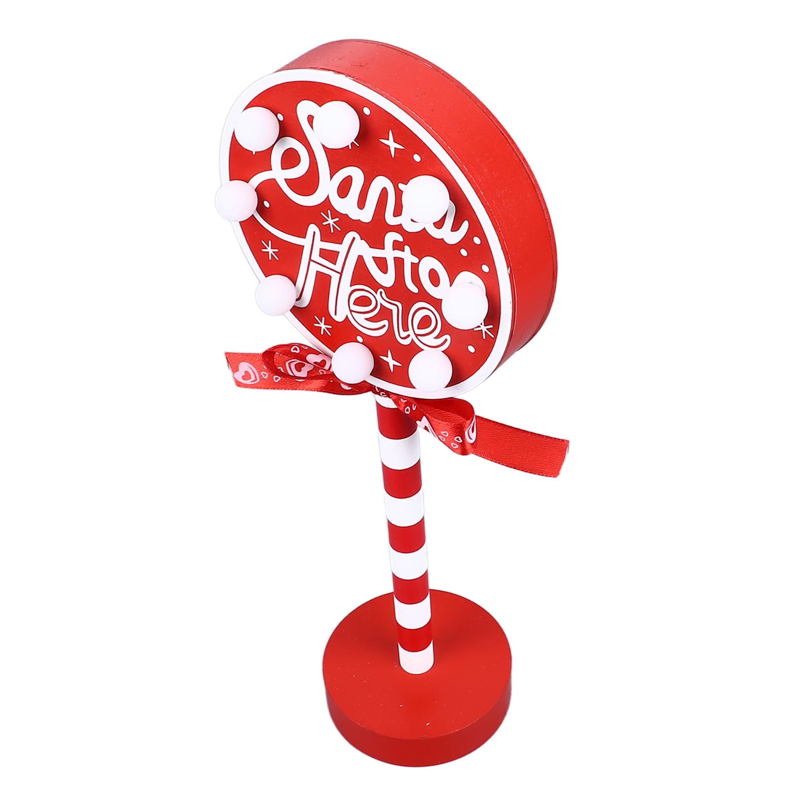 Christmas Stop Here Decor Metal Solid Wood LED Delicate Santa Stop Here Tree Topper for Christmas Party Round 12x8x30.5cm - Image 7