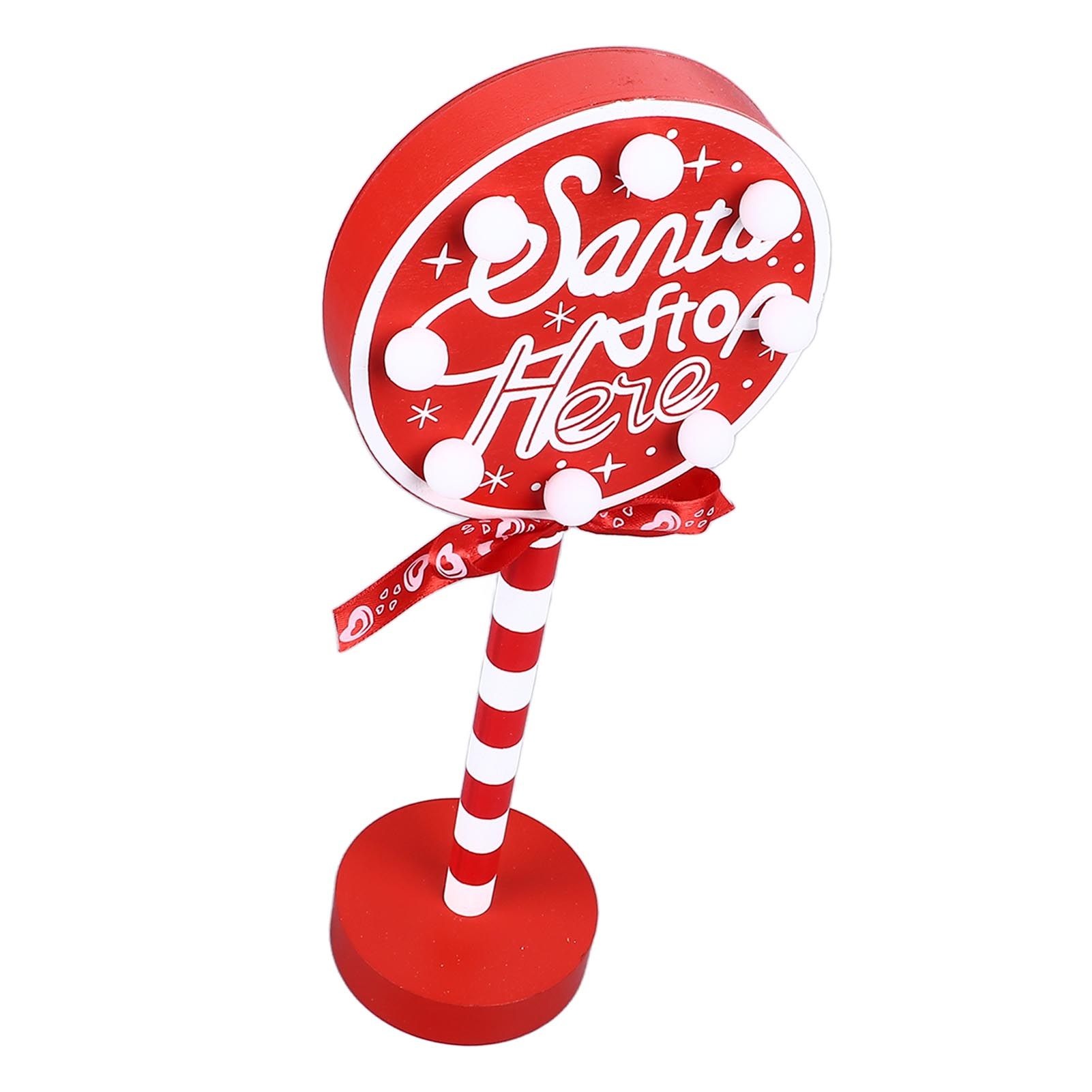 Christmas Stop Here Decor Metal Solid Wood LED Delicate Santa Stop Here Tree Topper for Christmas Party Round 12x8x30.5cm - Image 8