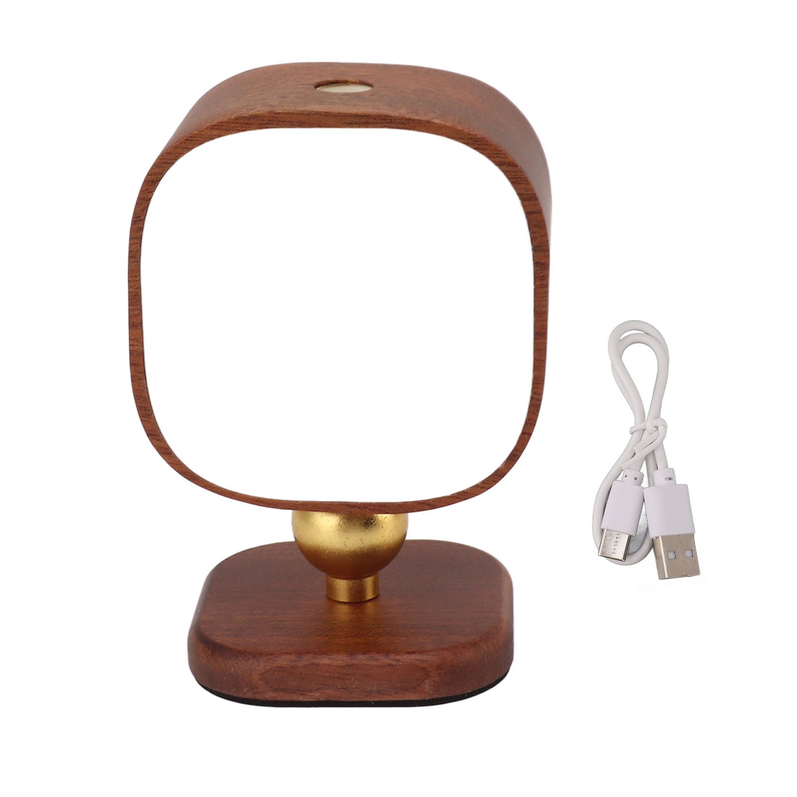 Wooden Magnetic Wall Lamp Portable Bedside Square Night Light Dimmable Wall Mounted Night Light Walnut - Image 1