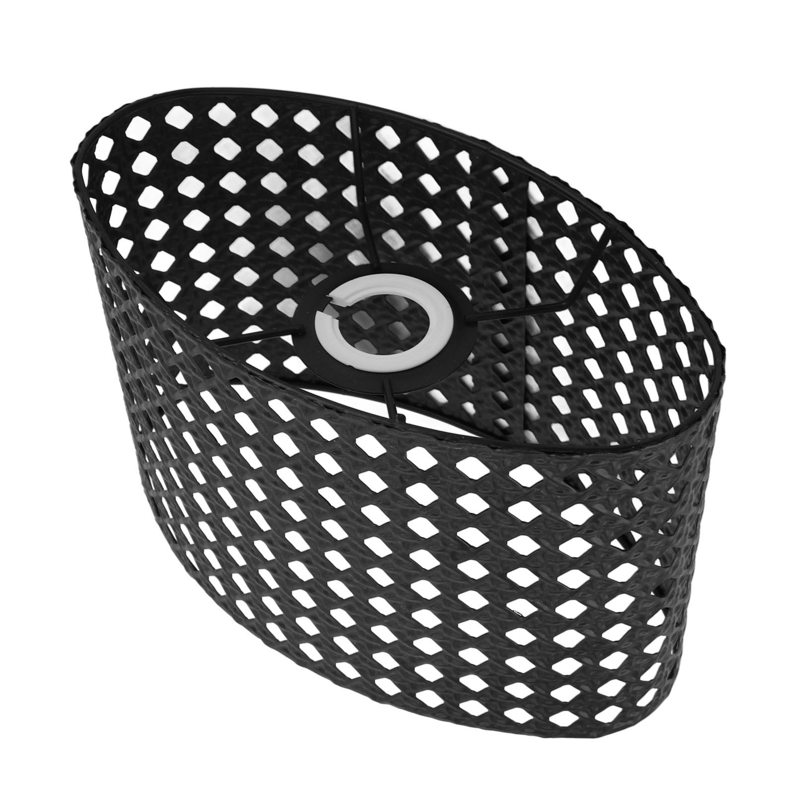 Iron Hollow Oval Lampshade Metal Engraving Hollow Lampshade Compatible for E27 E14 Caliber Lampholders Black - Image 3