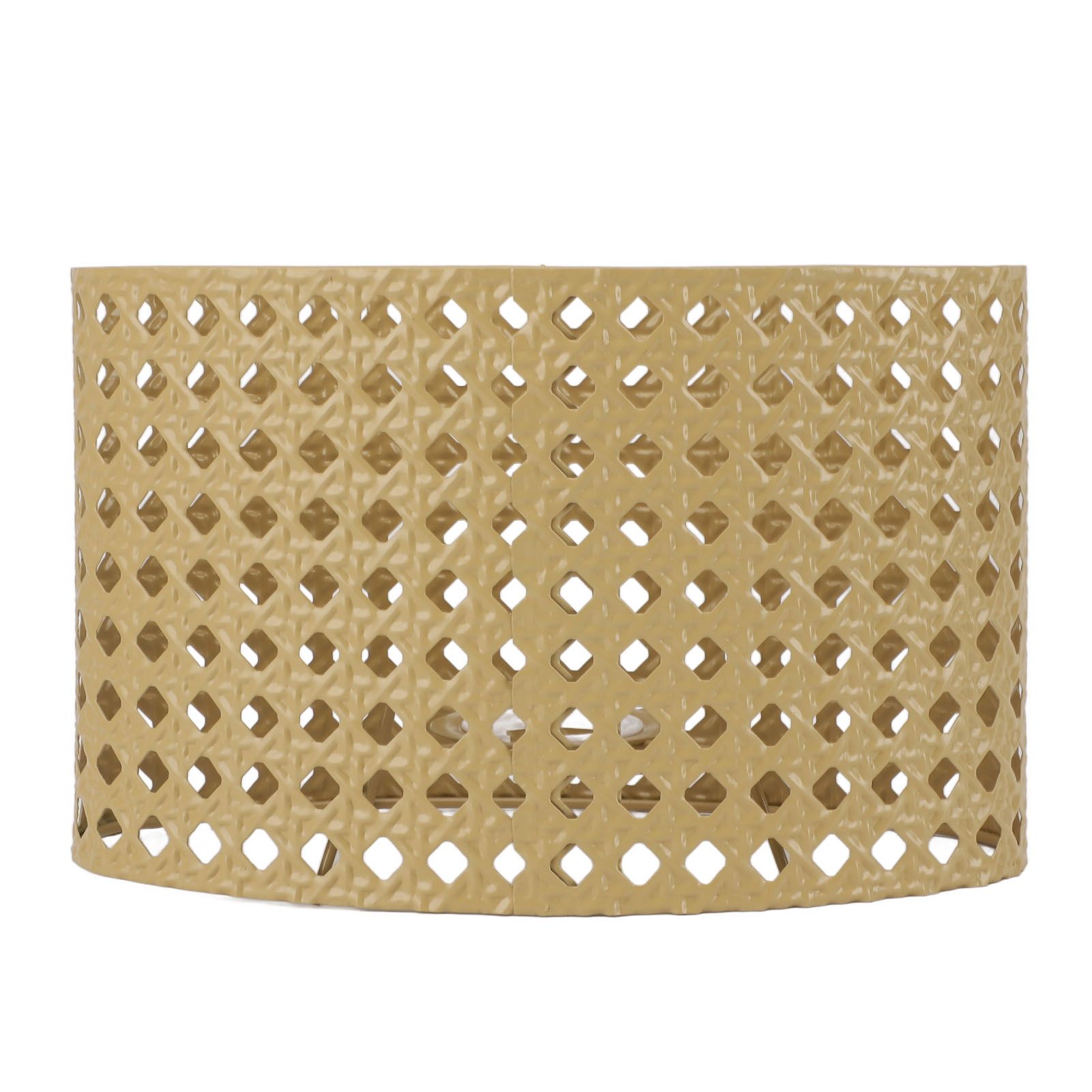 Iron Hollow Oval Lampshade Metal Engraving Hollow Lampshade Compatible for E27 E14 Caliber Lampholders Yellow - Image 1