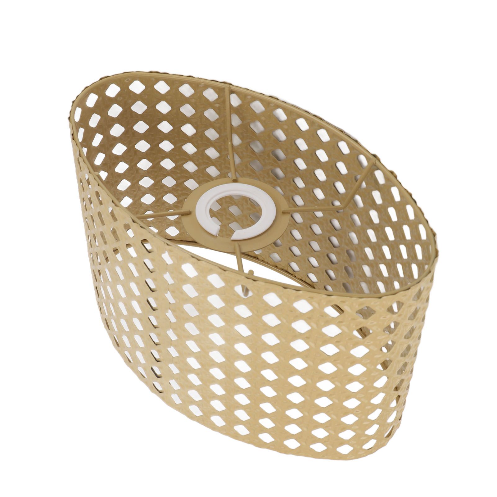 Iron Hollow Oval Lampshade Metal Engraving Hollow Lampshade Compatible for E27 E14 Caliber Lampholders Yellow - Image 2