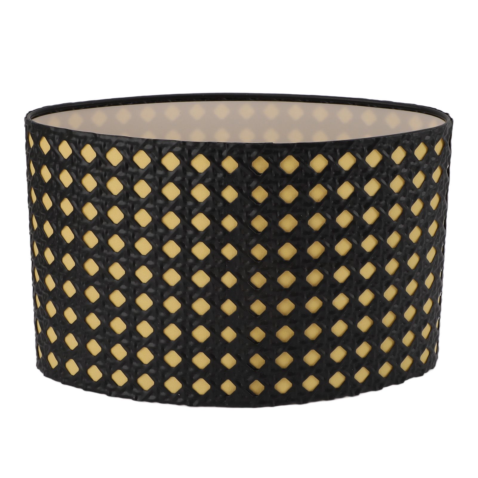 Lampshade Oval Shaped Hollow Metal Carved Compatible E27 E14 Caliber Lampholders Lamp Cover for Office Bedroom Living Room Black and Yellow Liner - Image 1