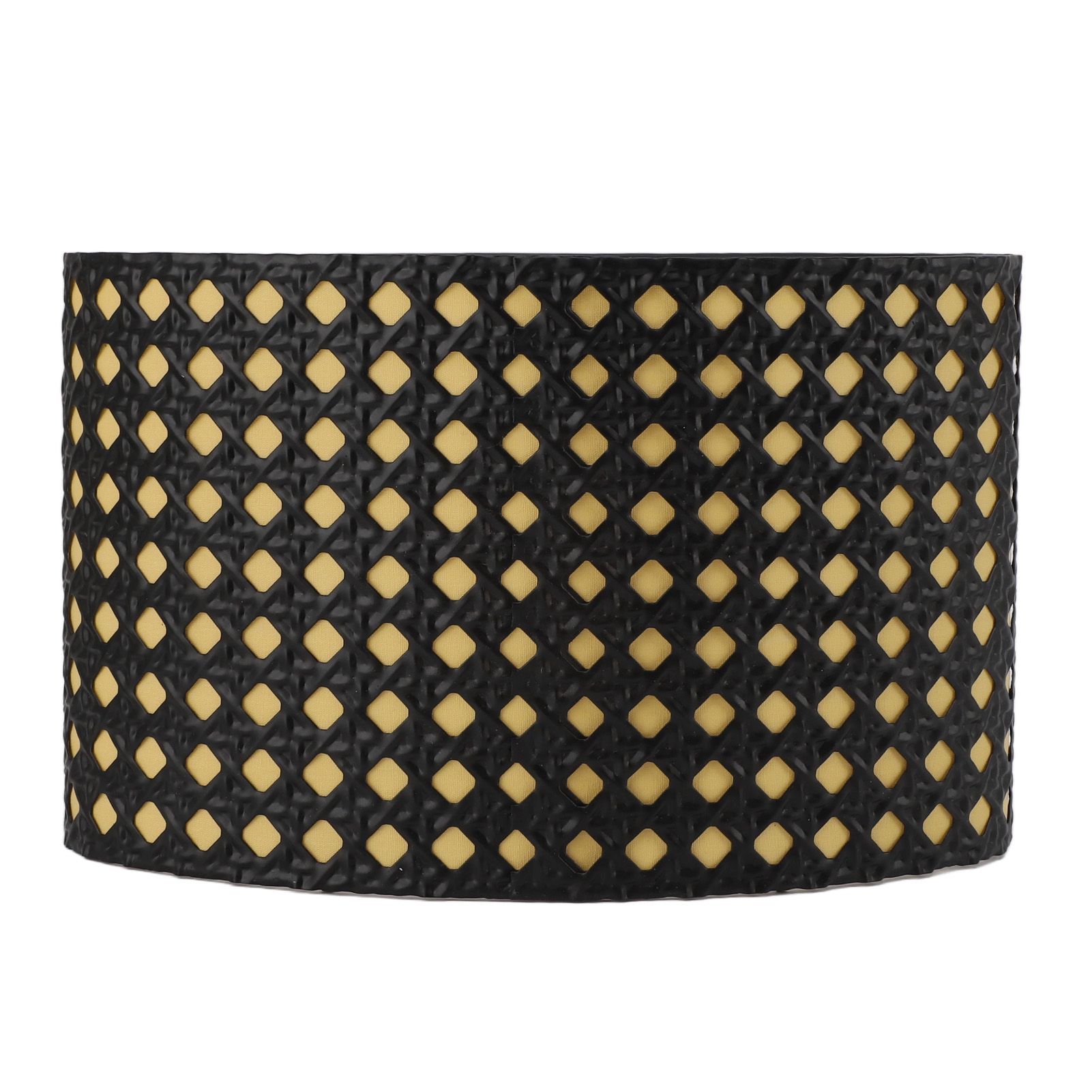 Lampshade Oval Shaped Hollow Metal Carved Compatible E27 E14 Caliber Lampholders Lamp Cover for Office Bedroom Living Room Black and Yellow Liner - Image 2