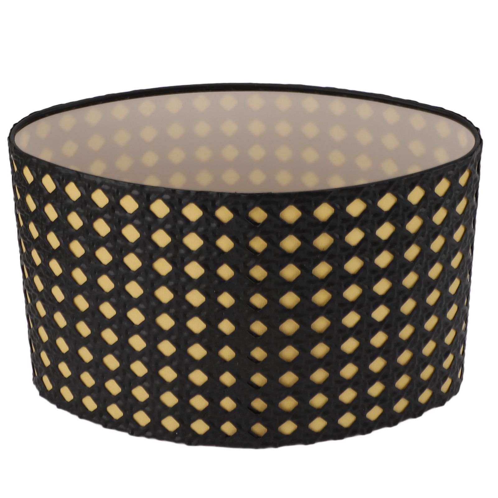 Lampshade Oval Shaped Hollow Metal Carved Compatible E27 E14 Caliber Lampholders Lamp Cover for Office Bedroom Living Room Black and Yellow Liner - Image 3