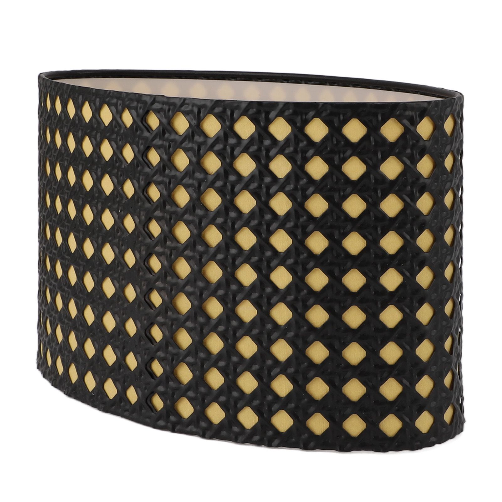 Lampshade Oval Shaped Hollow Metal Carved Compatible E27 E14 Caliber Lampholders Lamp Cover for Office Bedroom Living Room Black and Yellow Liner - Image 4