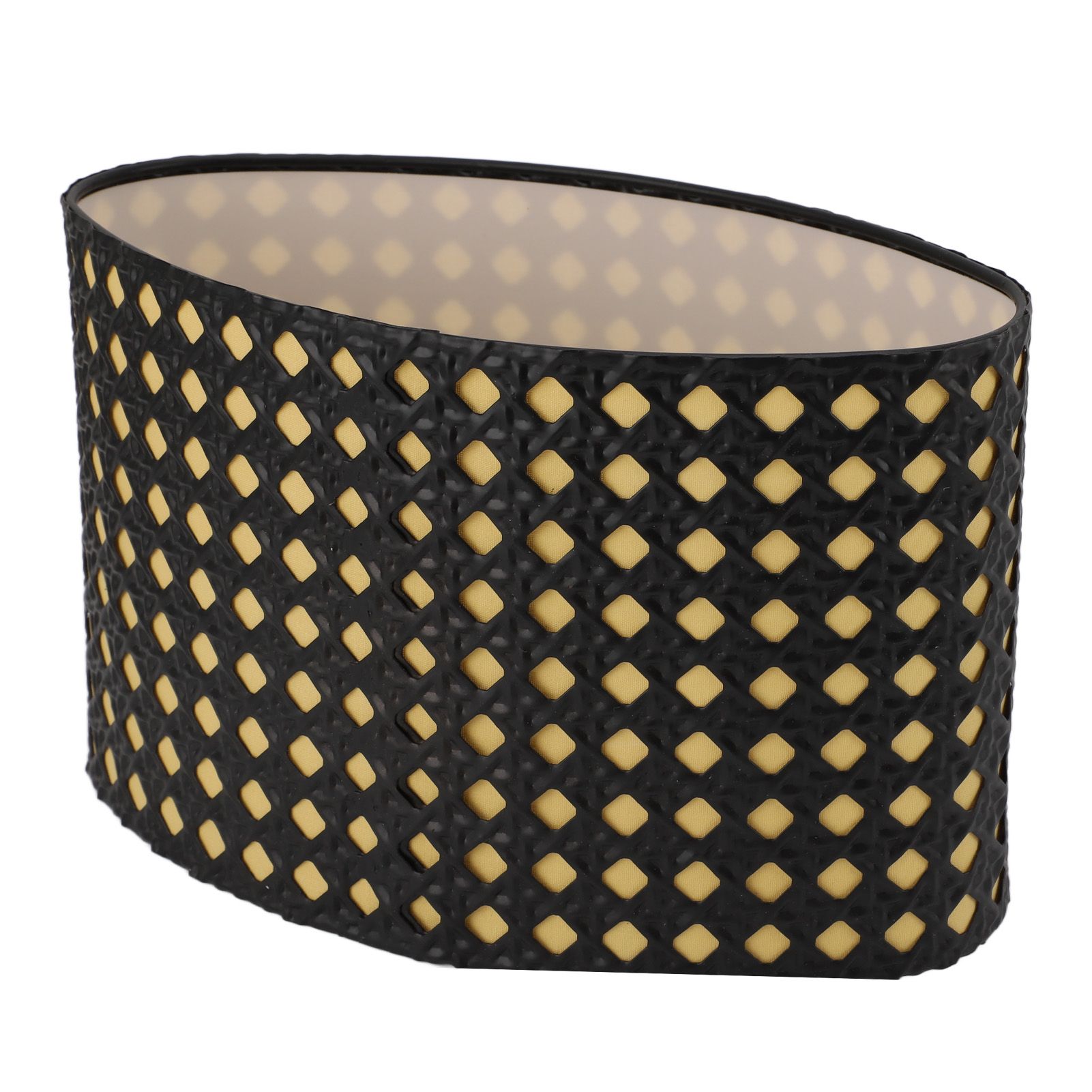 Lampshade Oval Shaped Hollow Metal Carved Compatible E27 E14 Caliber Lampholders Lamp Cover for Office Bedroom Living Room Black and Yellow Liner - Image 5