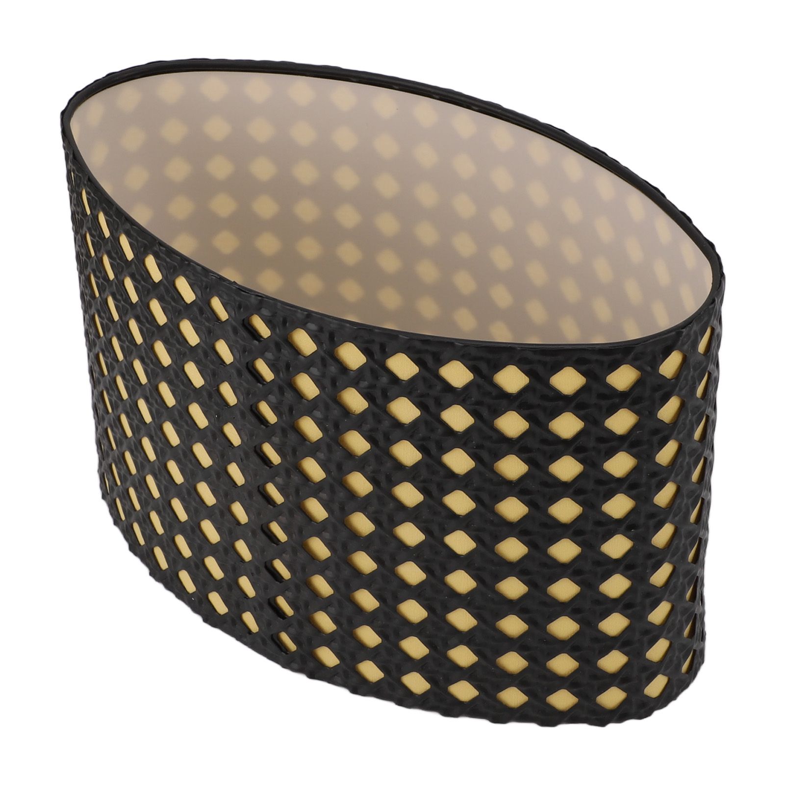 Lampshade Oval Shaped Hollow Metal Carved Compatible E27 E14 Caliber Lampholders Lamp Cover for Office Bedroom Living Room Black and Yellow Liner - Image 6