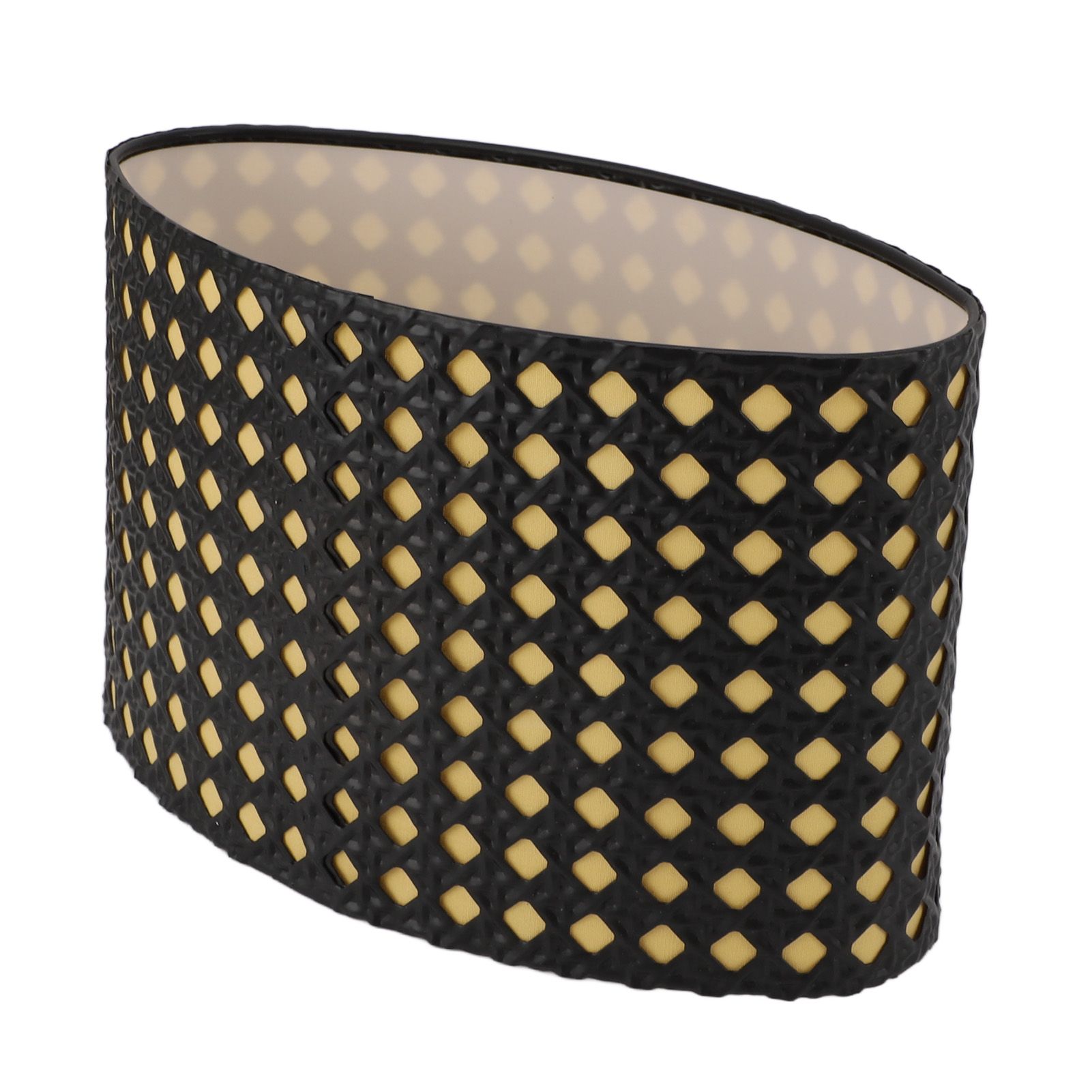Lampshade Oval Shaped Hollow Metal Carved Compatible E27 E14 Caliber Lampholders Lamp Cover for Office Bedroom Living Room Black and Yellow Liner - Image 7