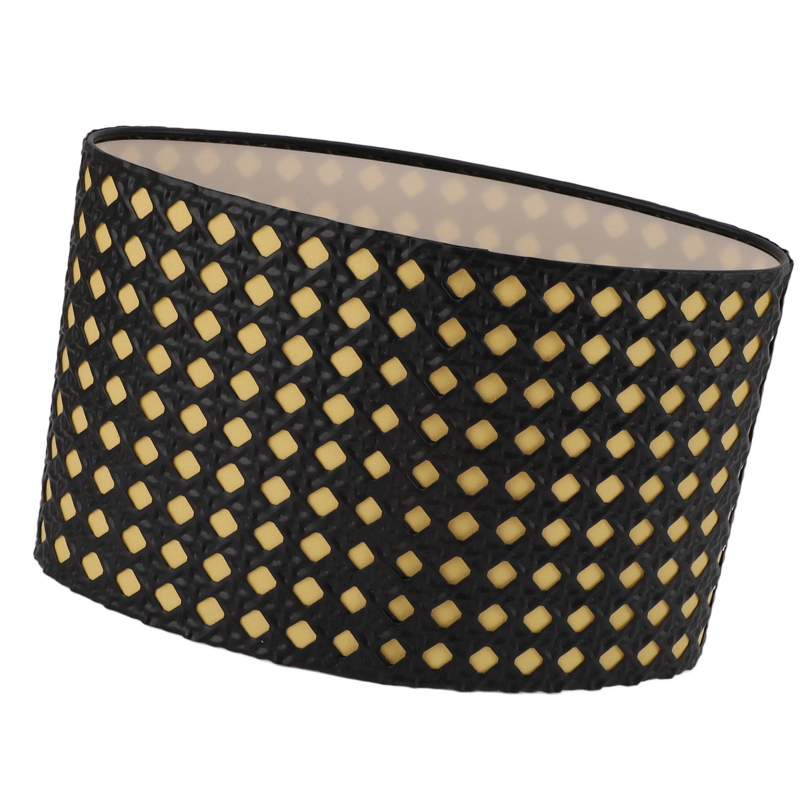 Lampshade Oval Shaped Hollow Metal Carved Compatible E27 E14 Caliber Lampholders Lamp Cover for Office Bedroom Living Room Black and Yellow Liner - Image 8