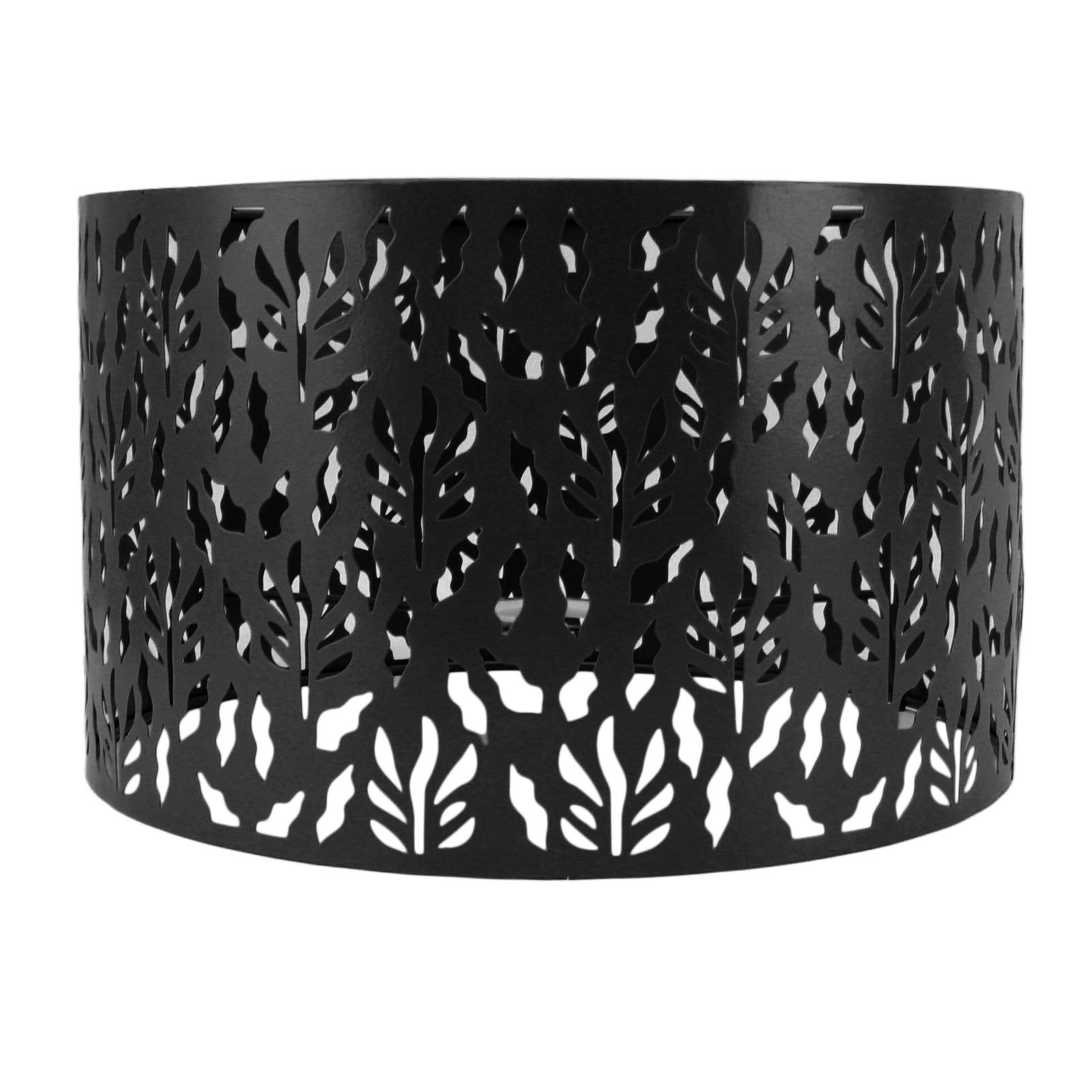 Metal Lamp Shades Hollow Carved Lampshade Modern Style Hollow Lampshade Compatible with E27 E14 Lamp Holder Water Grass Leaf Black - Image 1